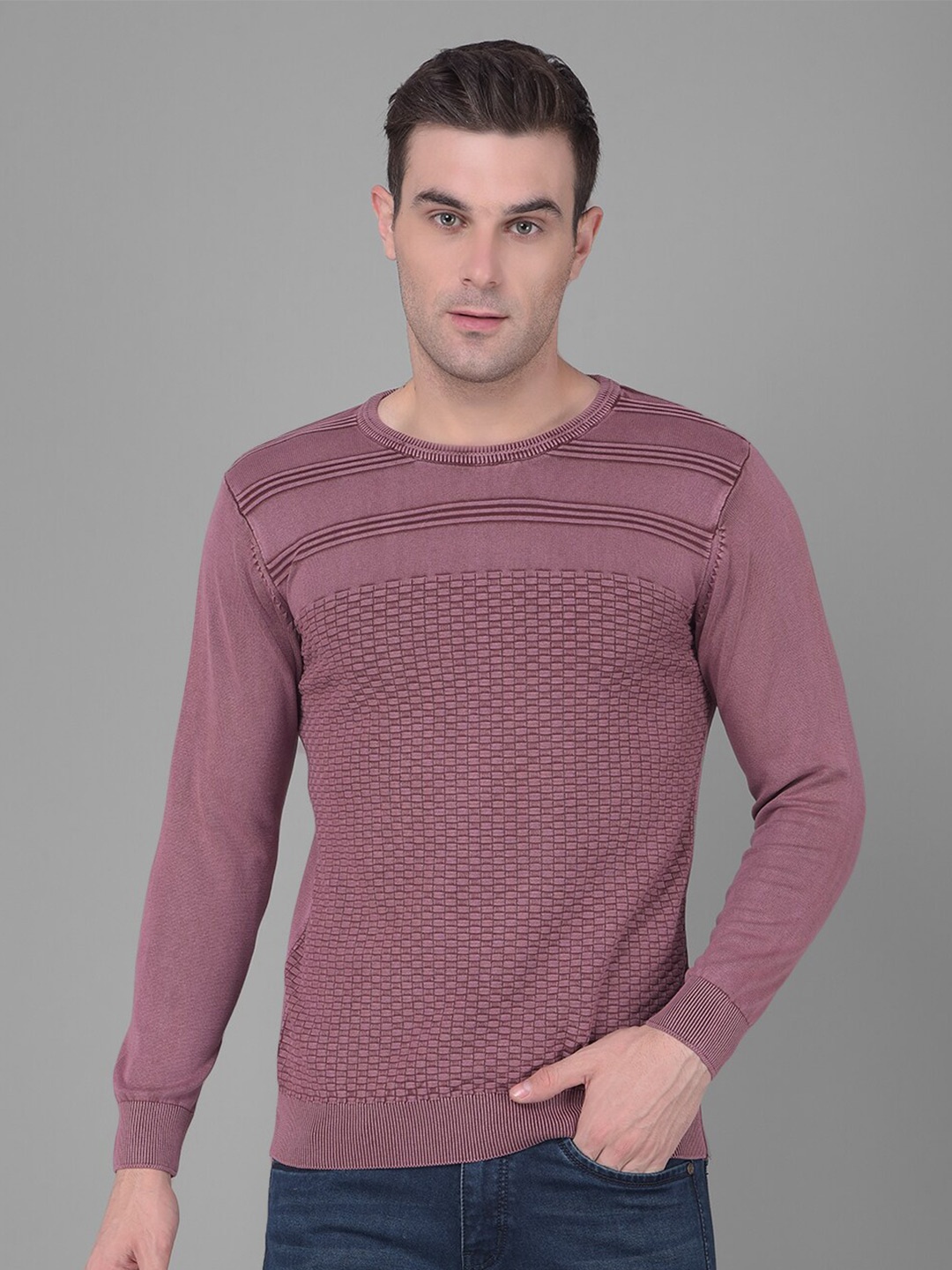 

COBB Self Design Acrylic Pullover Sweater, Pink