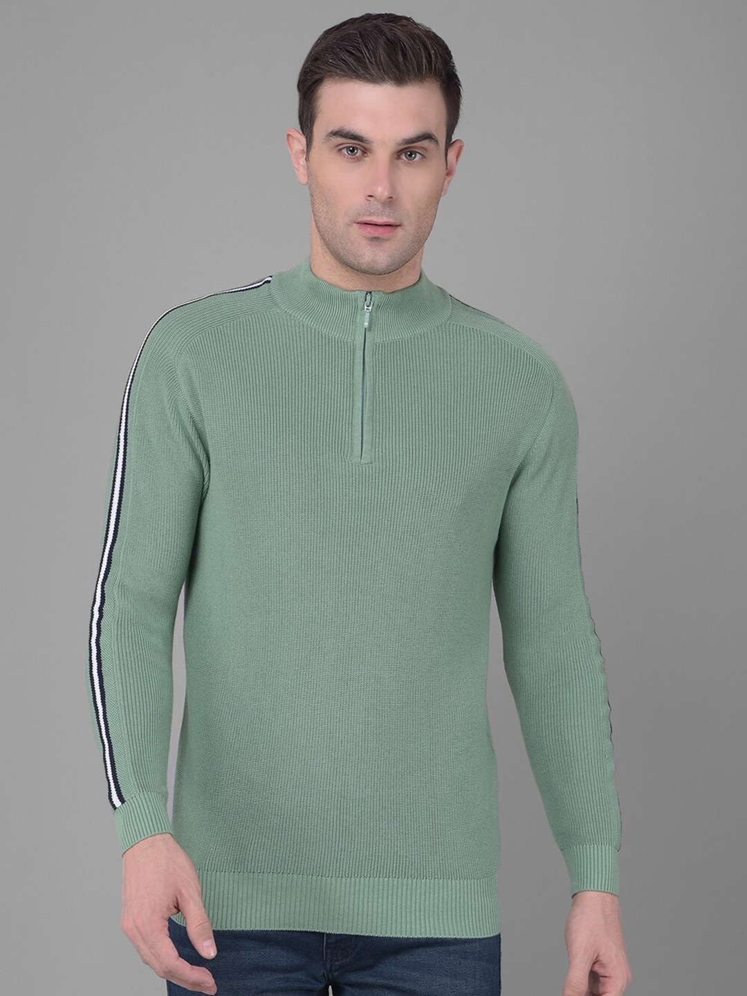 

COBB Mock Collar Acrylic Pullover Sweater, Green