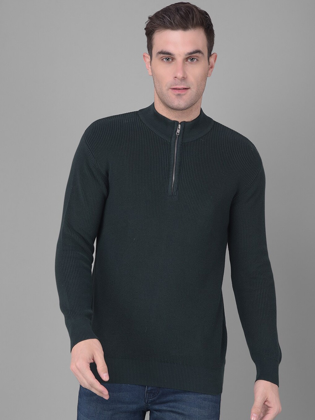 

COBB Mock Collar Acrylic Pullover Sweater, Green