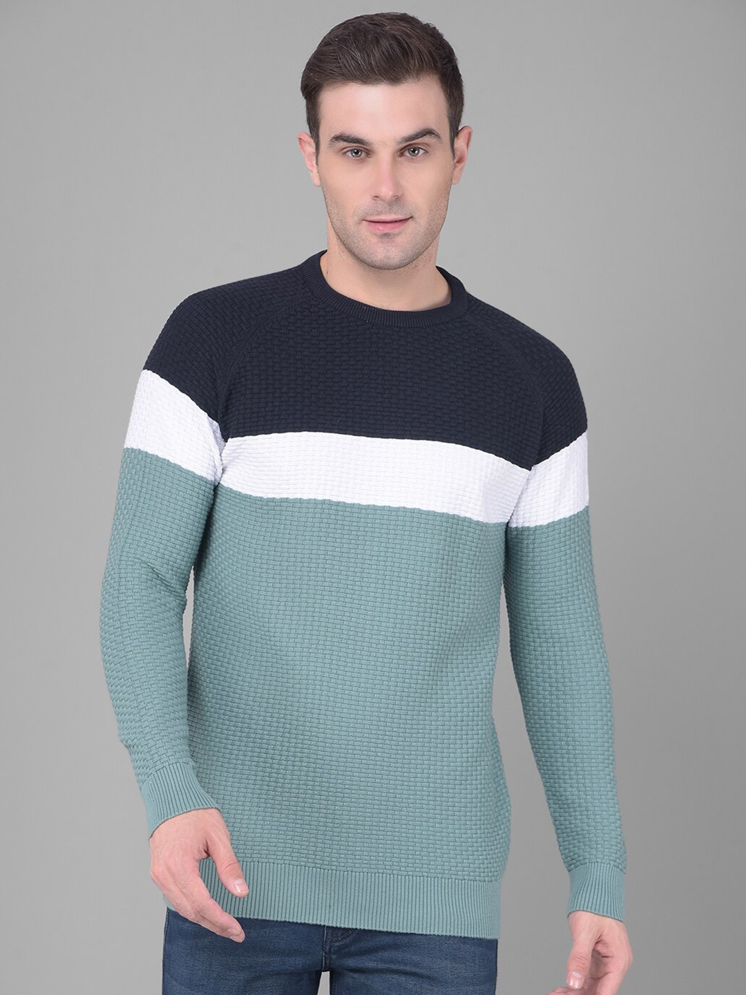 

COBB Colourblocked Acrylic Pullover Sweater, Green