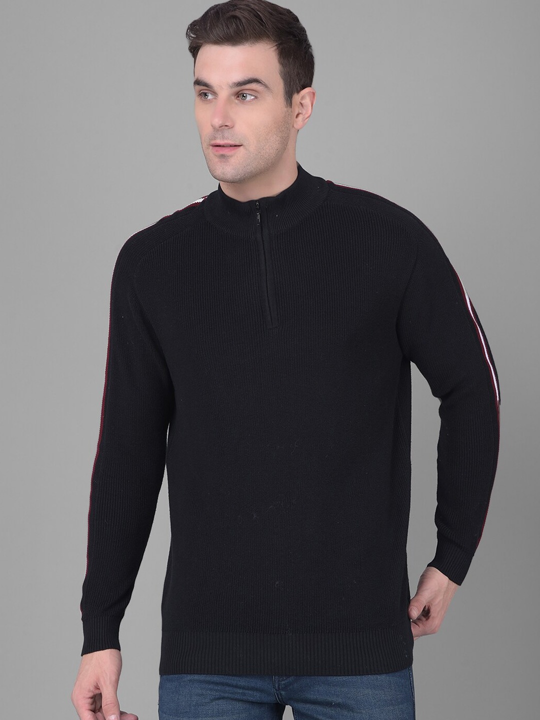 

COBB Mock Collar Acrylic Pullover Sweater, Black