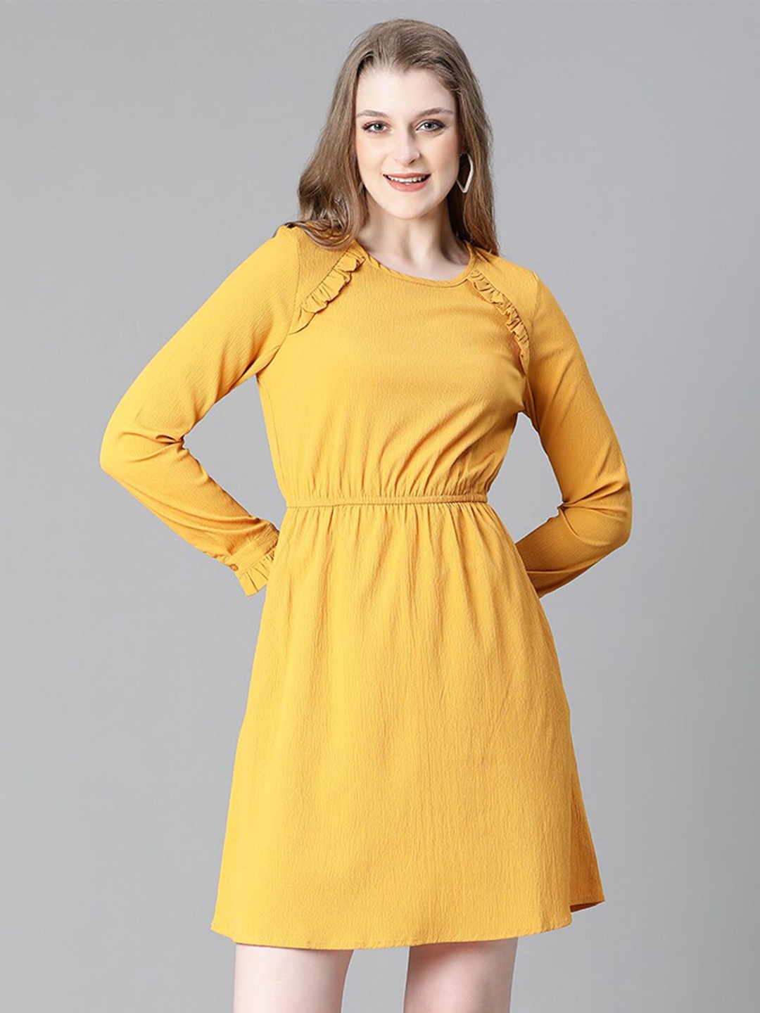 

Oxolloxo Ruffled Crepe A-Line Dress, Yellow