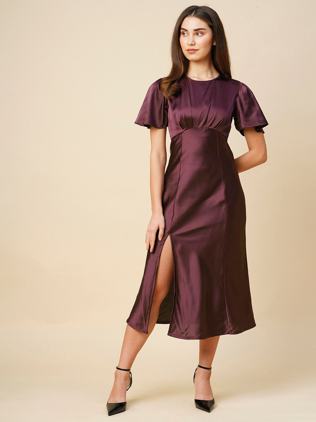 

Chemistry Flared Sleeve A-Line Midi Dress, Maroon