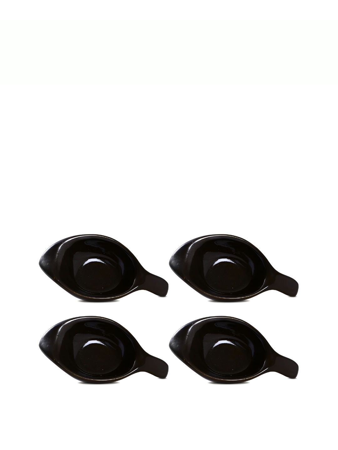 

caffeine Black 4 Pieces Textured Ceramic Microwave Safe Dip Bowls 50 Ml