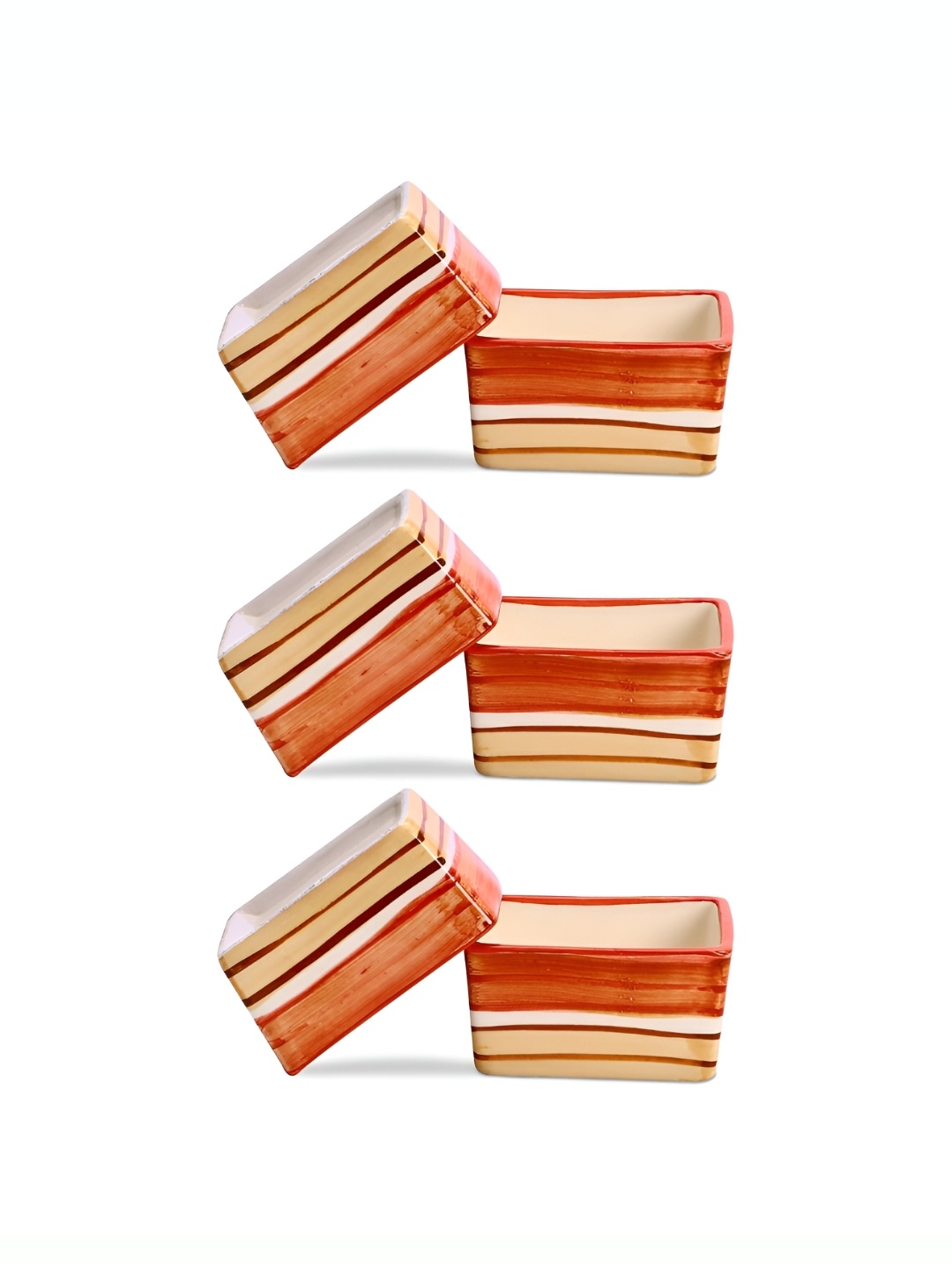 

caffeine Orange & Beige 6 Pieces Ceramic Microwave Safe Dip Bowls