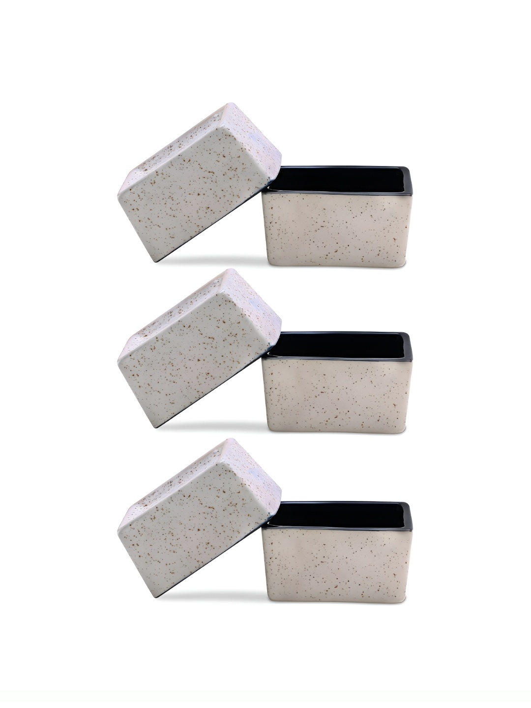 

caffeine Cream-Coloured & Black 6 Pieces Ceramic Microwave Safe Dip and Sauce