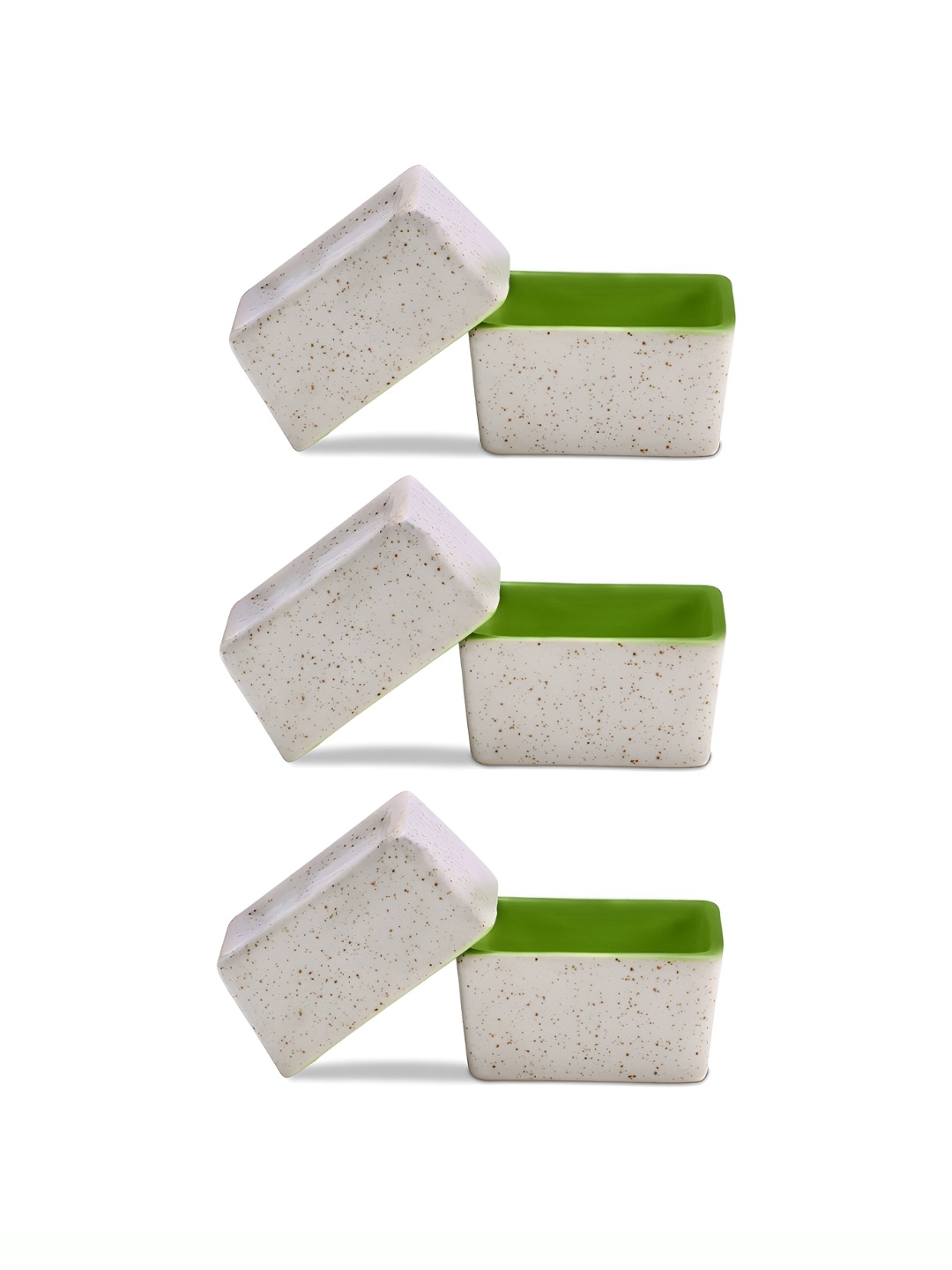 

caffeine Cream & Green 6 Pieces Ceramic Microwave Safe Dip Bowls