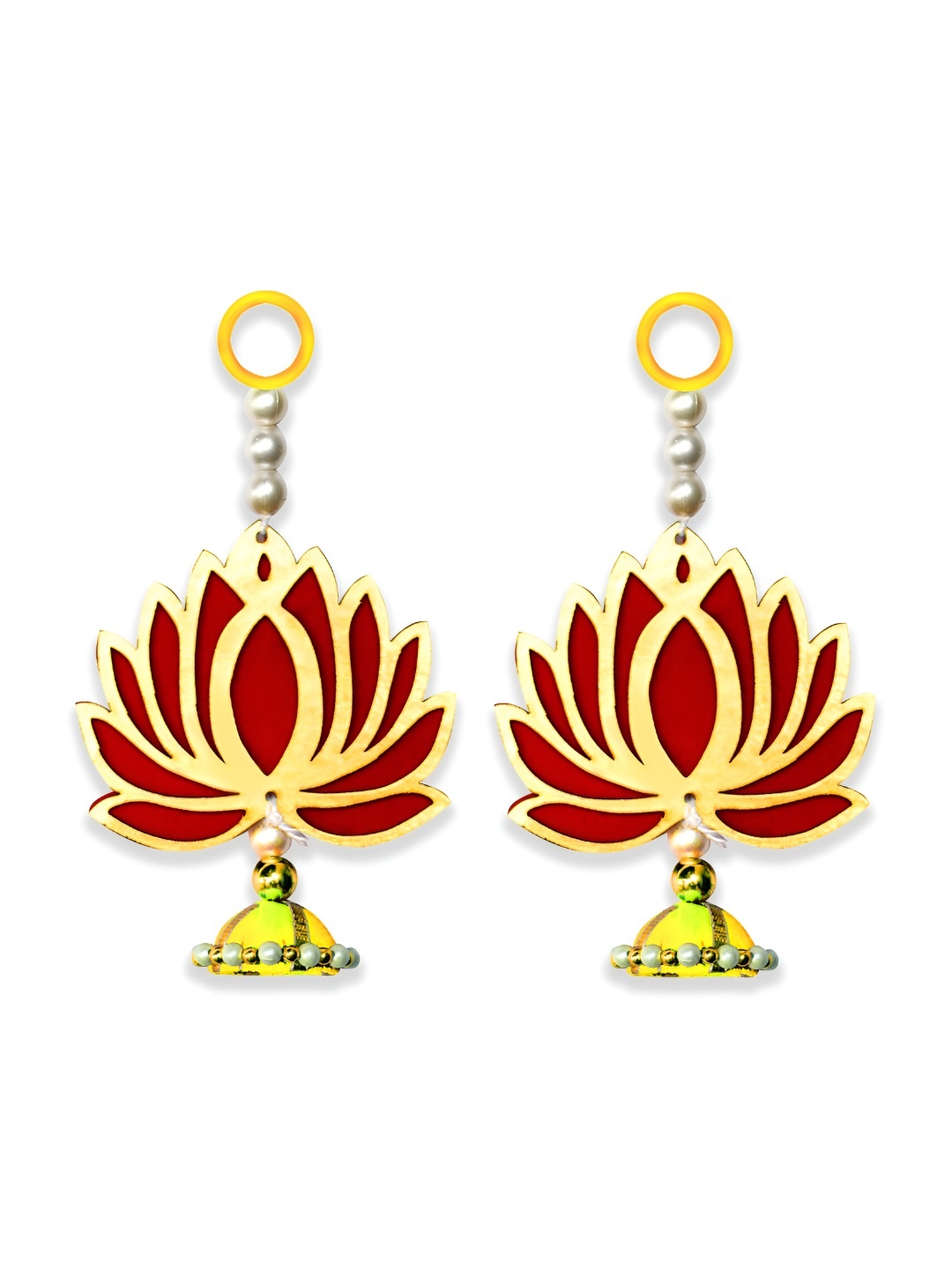 

iHandikart Red & Yellow 2 Pieces Hanging Artificial Flowers