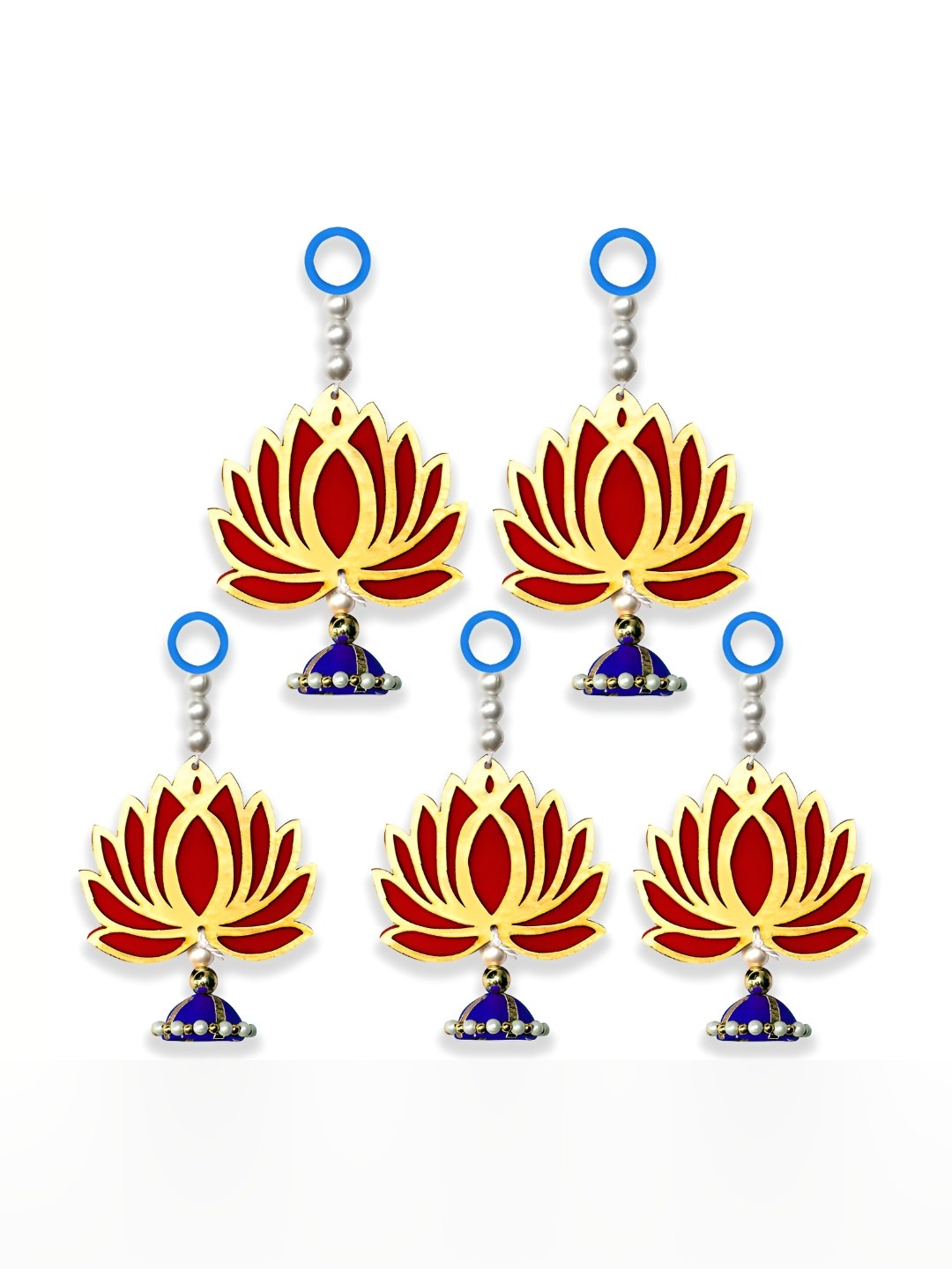 

iHandikart Blue & Red 5-Pcs Hanging Artificial Flower