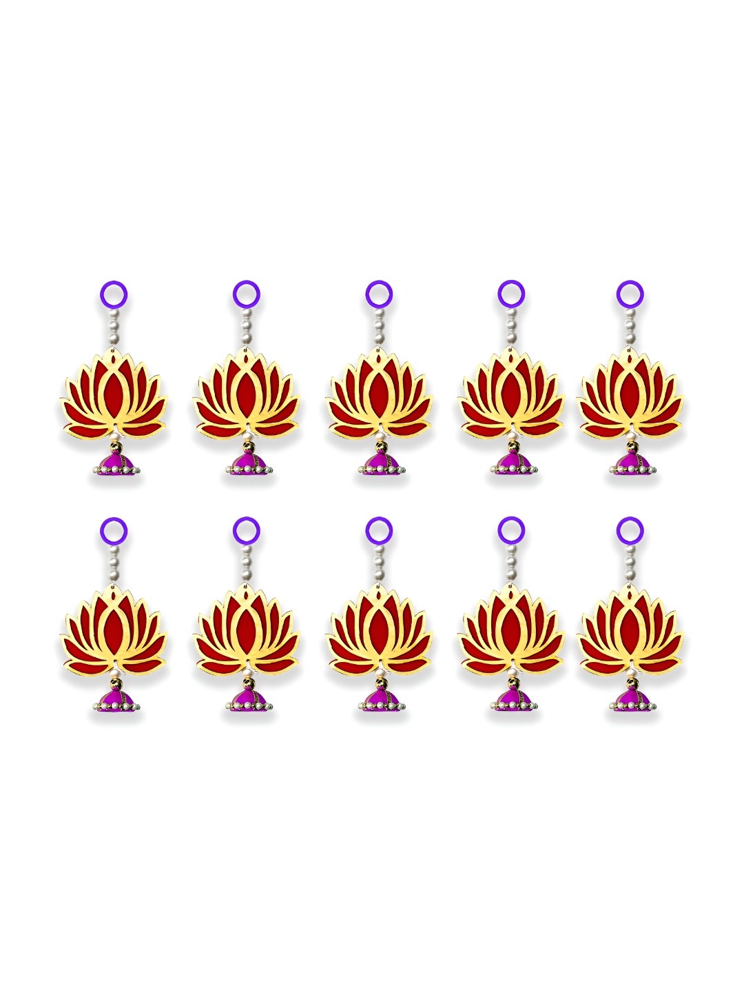 

iHandikart Red & Yellow 10 Pieces Hanging Artificial Flowers