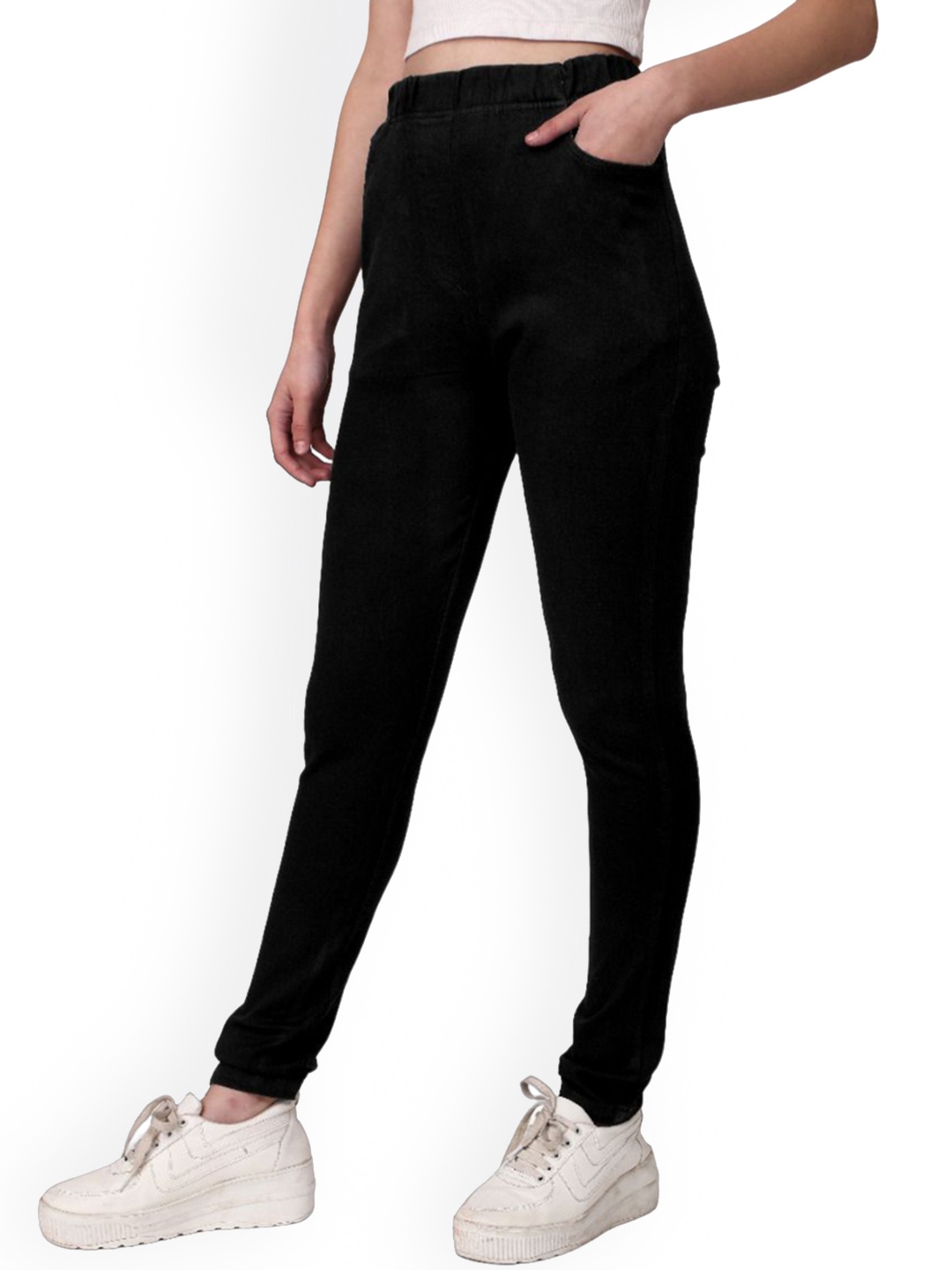 

BAESD Women Mid Rise Clean Look Slim Fit Jeans, Black