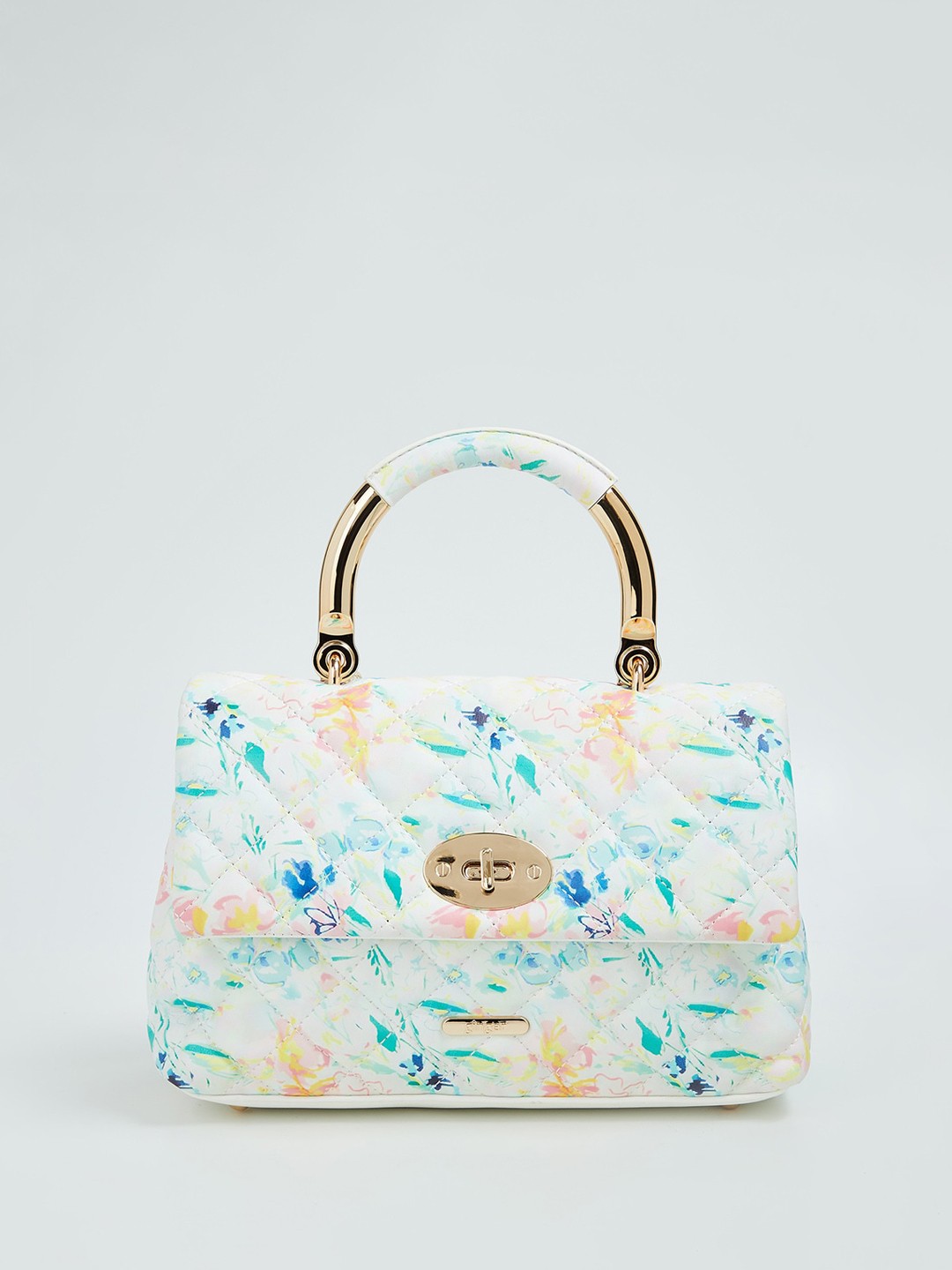 

Ginger by Lifestyle Floral Printed Structured Handheld Bag, White