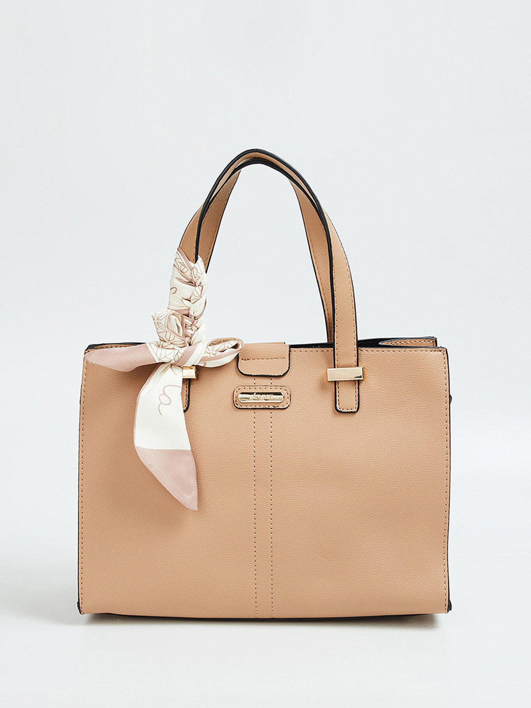 

Ginger by Lifestyle Structured Oversized Handheld Bag With Scarf, Brown