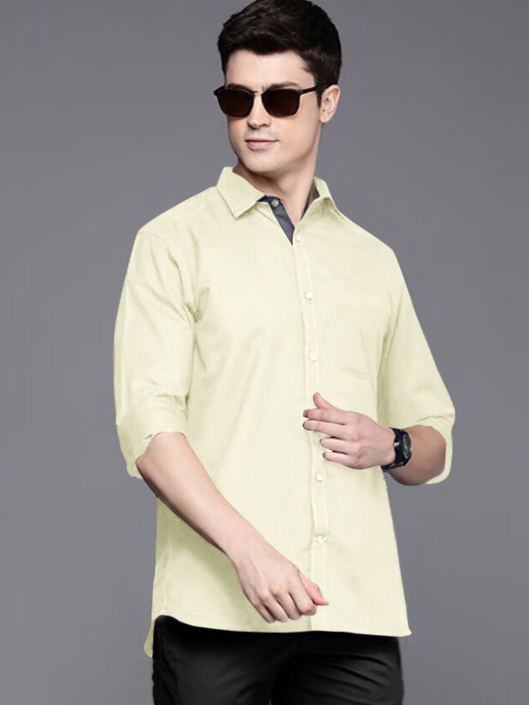 

Tee Projekt Standard Spread Collar Casual Cotton Shirt, Beige