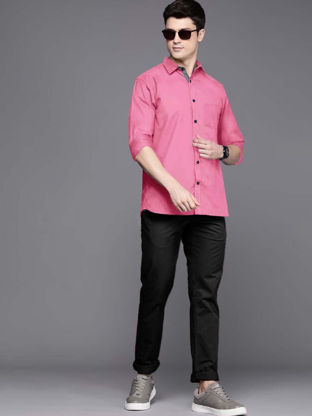 

Tee Projekt Standard Spread Collar Casual Cotton Shirt, Pink