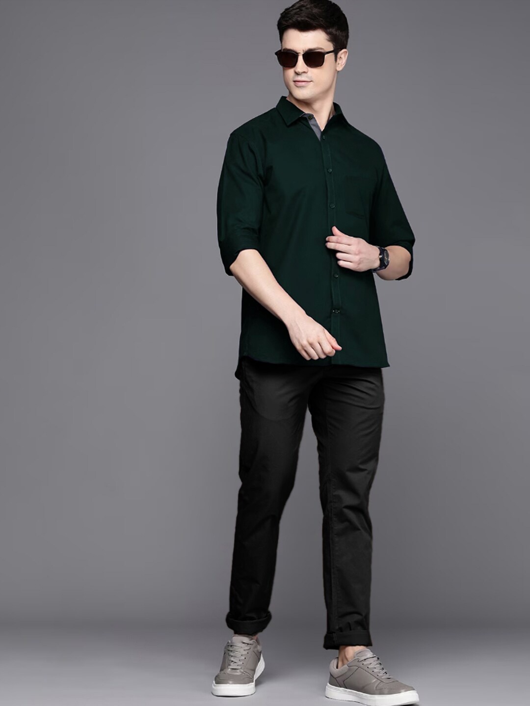 

Tee Projekt Standard Spread Collar Casual Cotton Shirt, Green