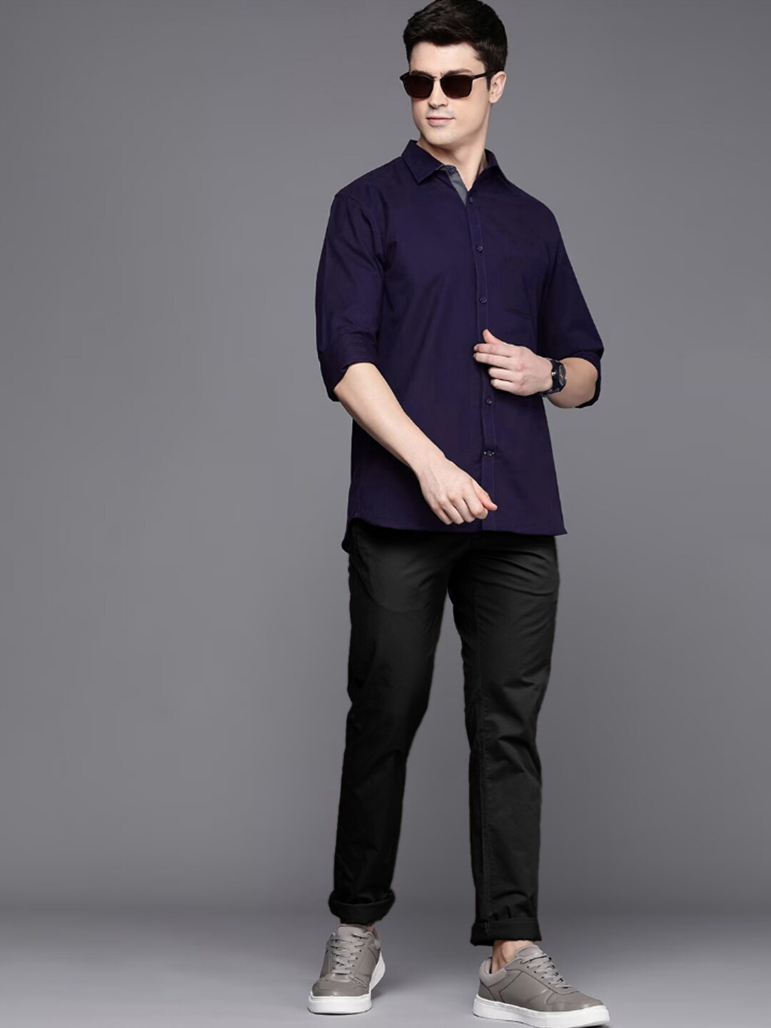 

Tee Projekt Standard Spread Collar Casual Cotton Shirt, Purple