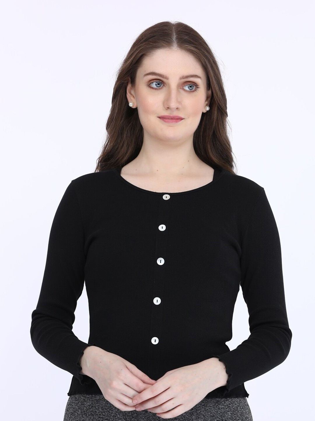 

MAYSIXTY Round Neck Long Sleeves T-shirt, Black