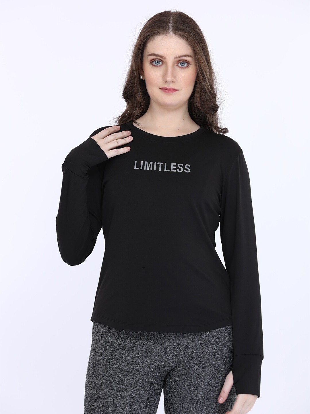 

MAYSIXTY Typography Printed Long Sleeves T-shirt, Black