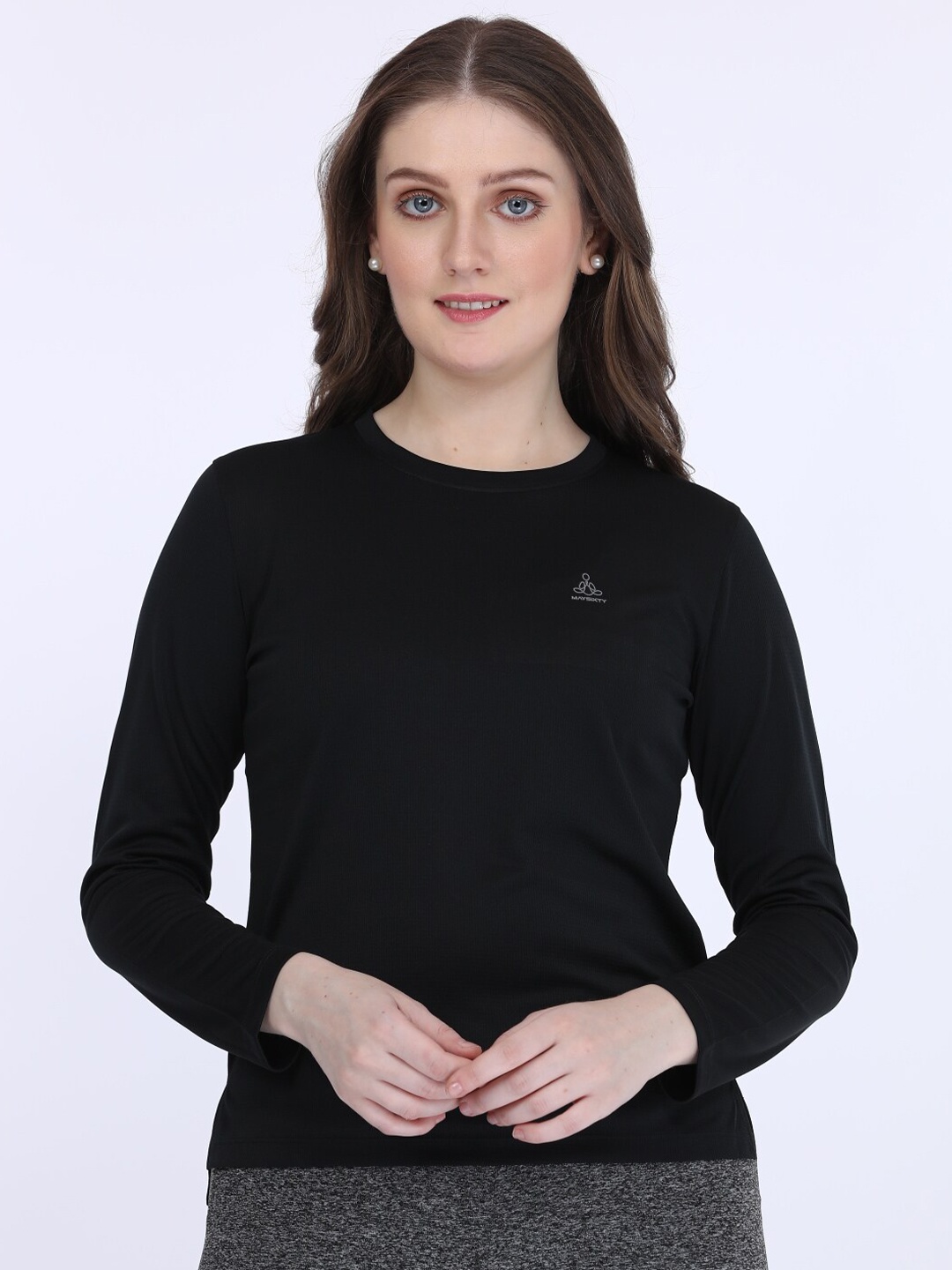 

MAYSIXTY Long Sleeves Cotton T-shirt, Black