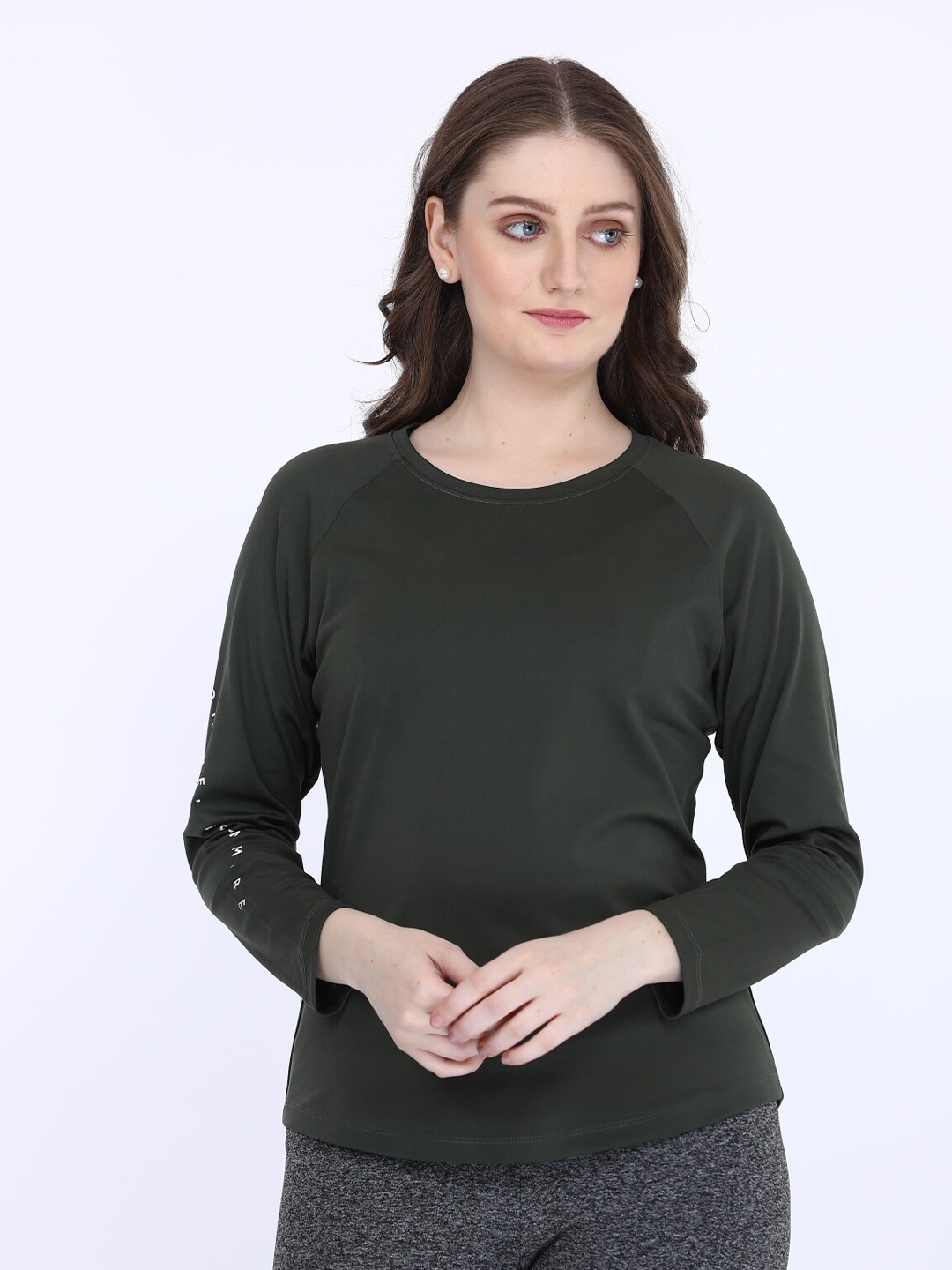 

MAYSIXTY Typography printed Long Sleeves T-shirt, Olive