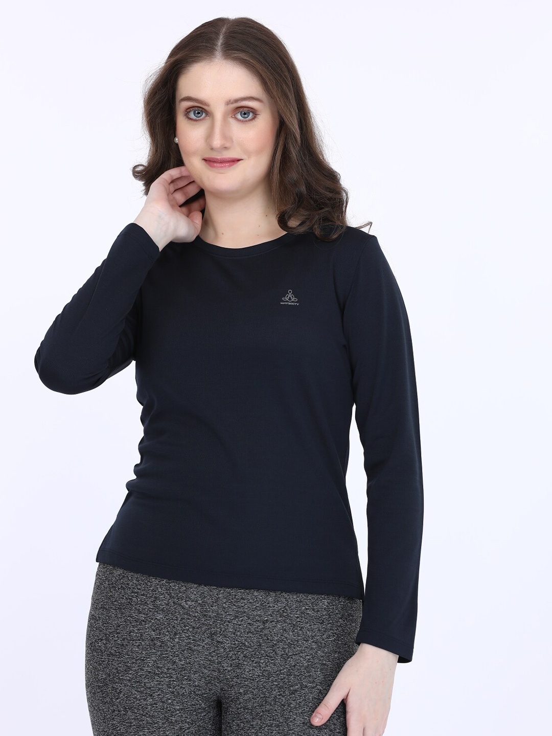 

MAYSIXTY Long Sleeves Cotton T-shirt, Navy blue