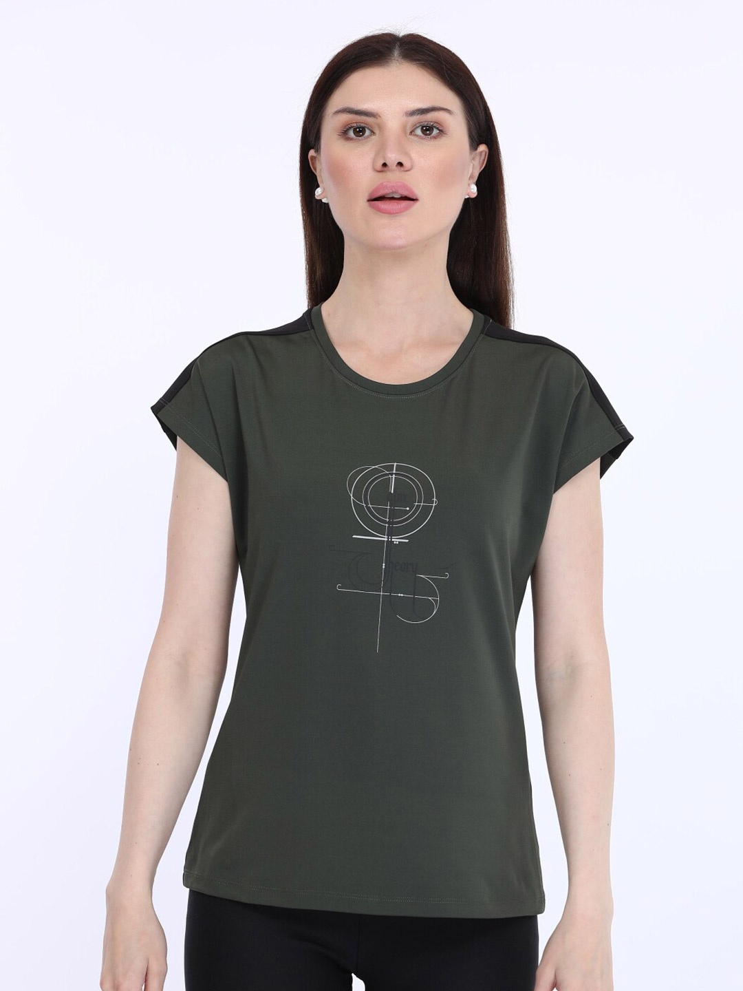 

MAYSIXTY Graphic Printed Round Neck T-shirt, Olive