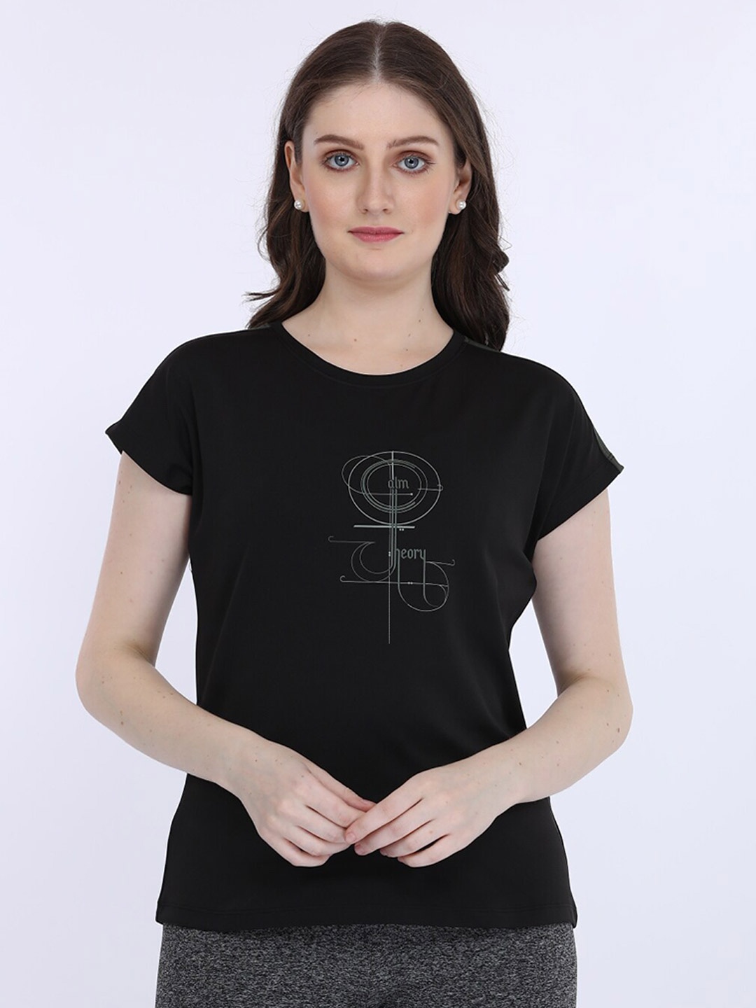

MAYSIXTY Typography Printed Extended Sleeves T-shirt, Black