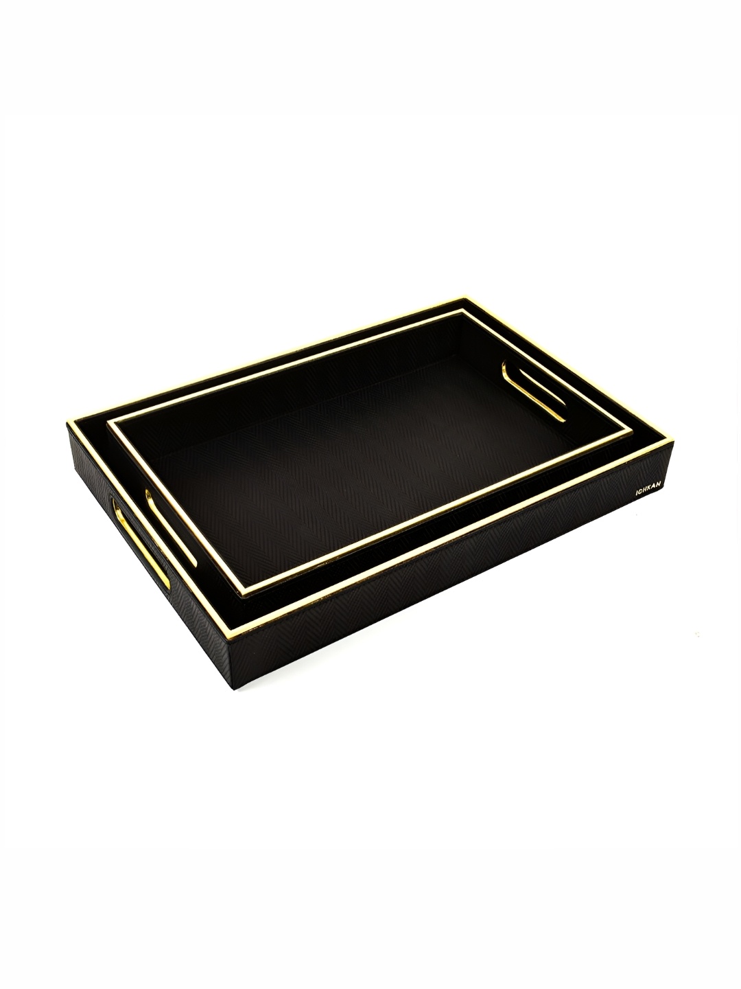 

ICHKAN Hamilton 2 Pieces Black & Gold Toned Rectangle Tray