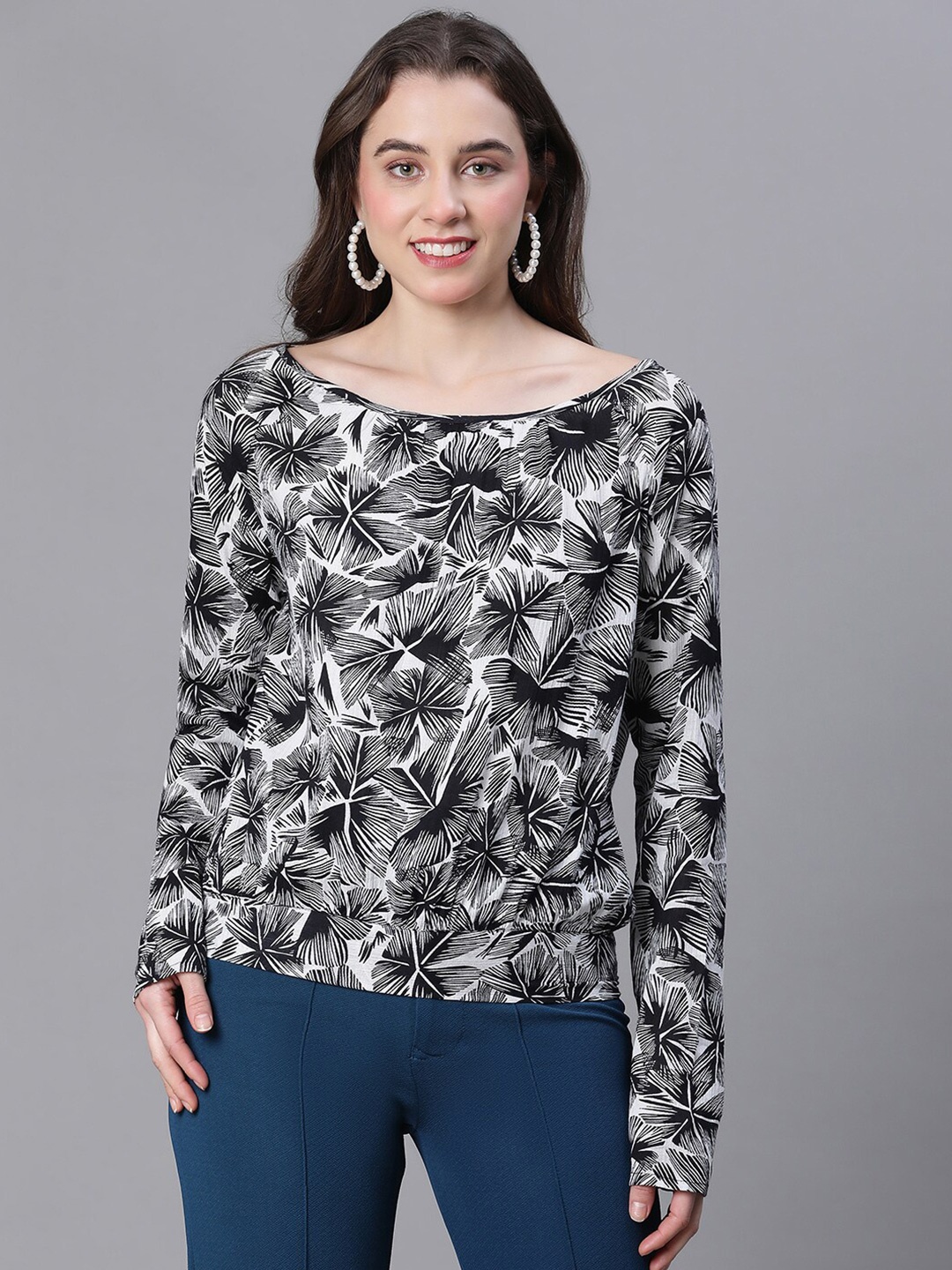 

Oxolloxo Abstract Printed Cotton Top, White