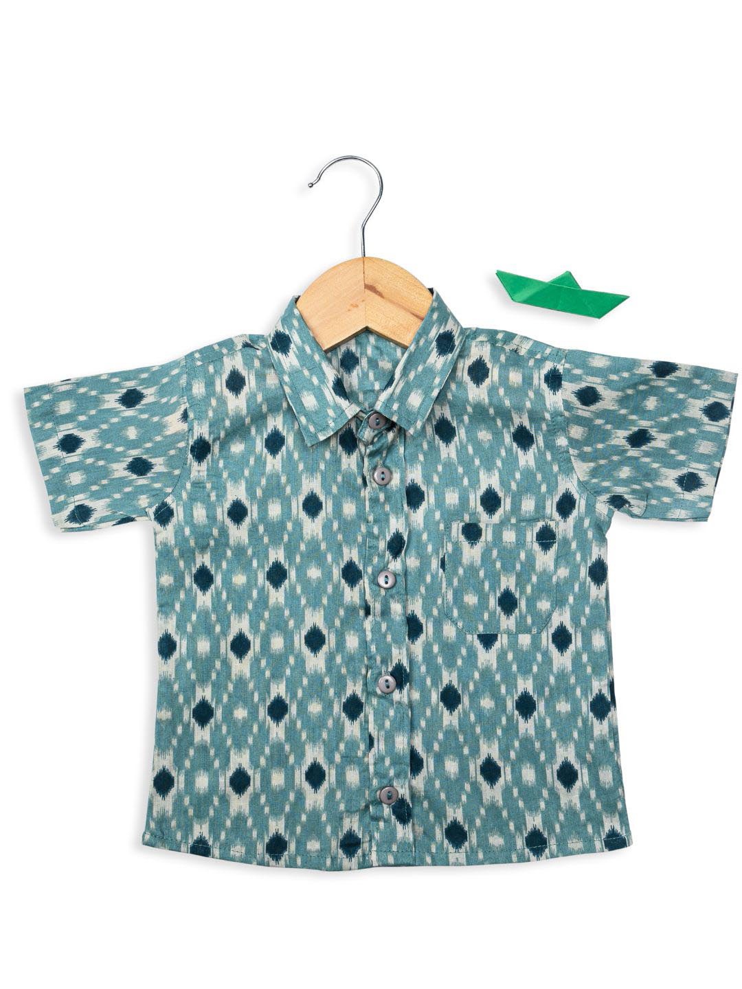 

BAESD Boys Relaxed Abstract Printed Organic Cotton Casual Shirt, Green