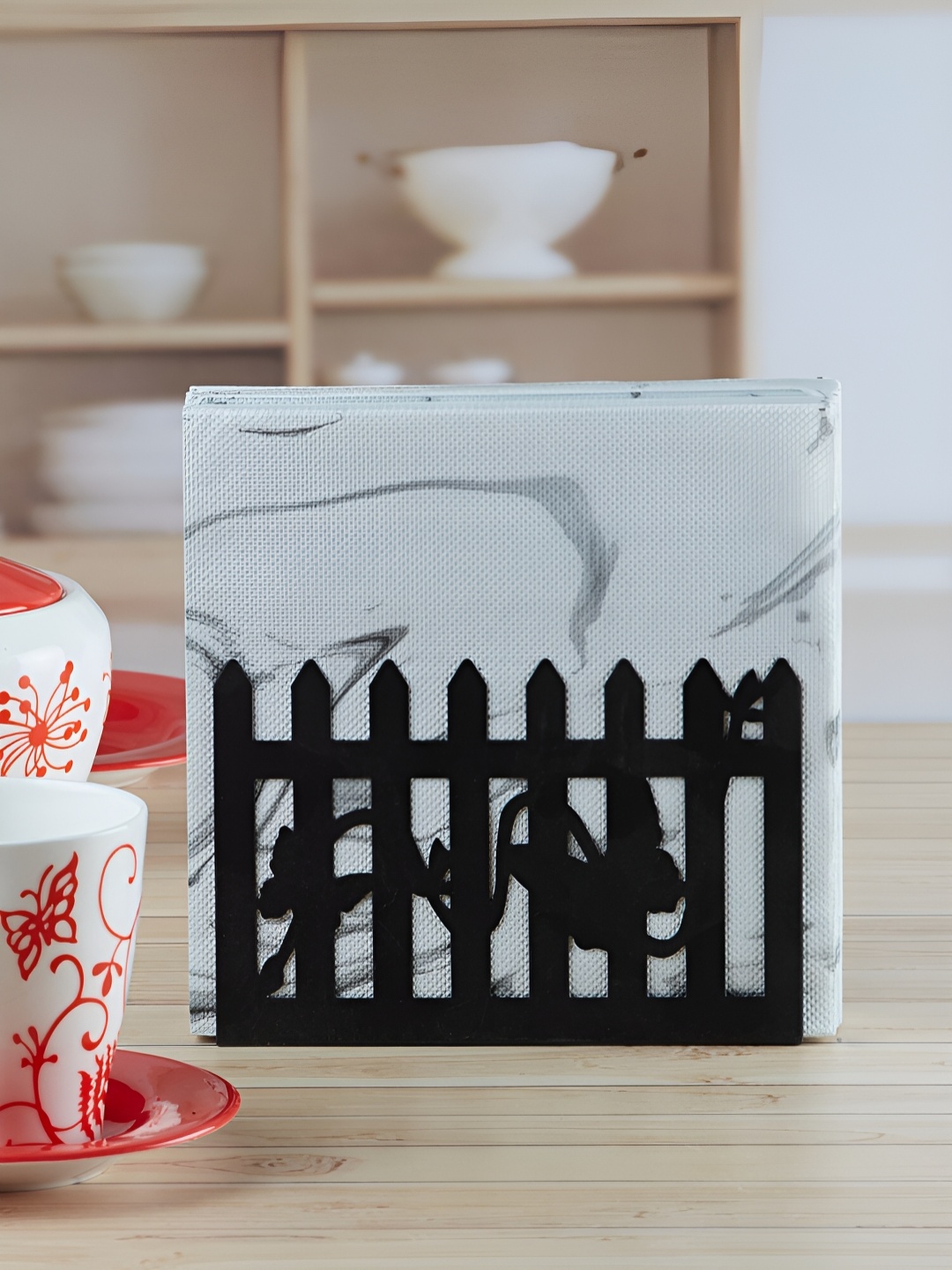 

Kookee Tan-Brown Textured Metal Tissue Holder, Black