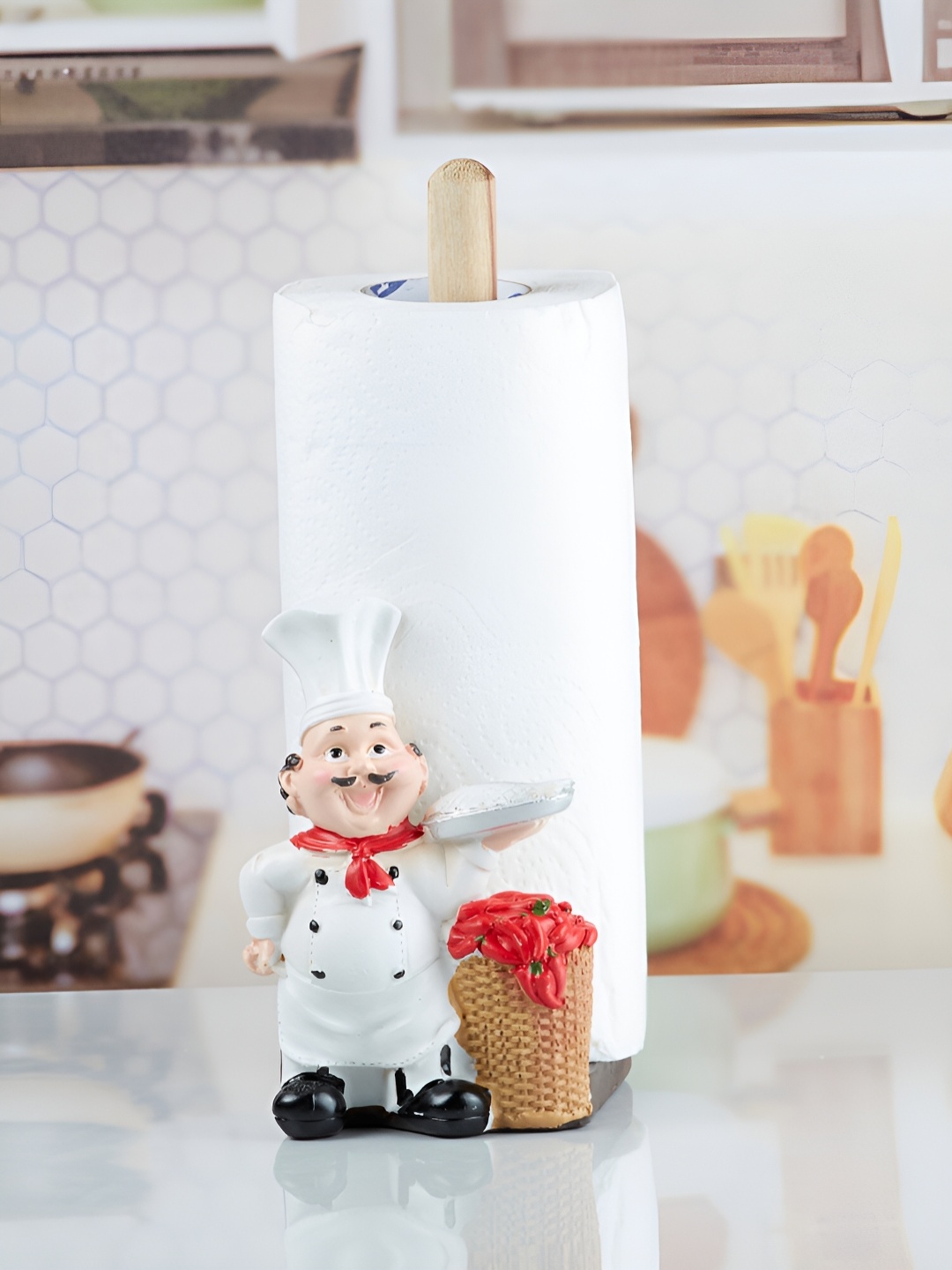 

Kookee White Chef Tissue Roll Holder