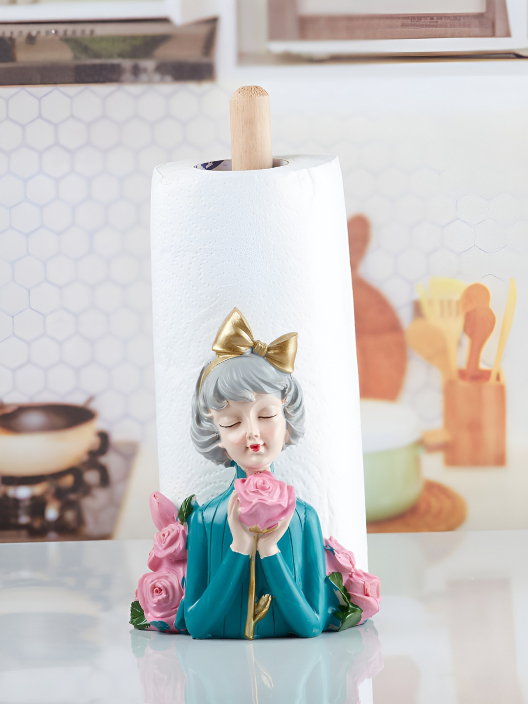 

Kookee Turquoise Blue Textured Tissue Roll Holder