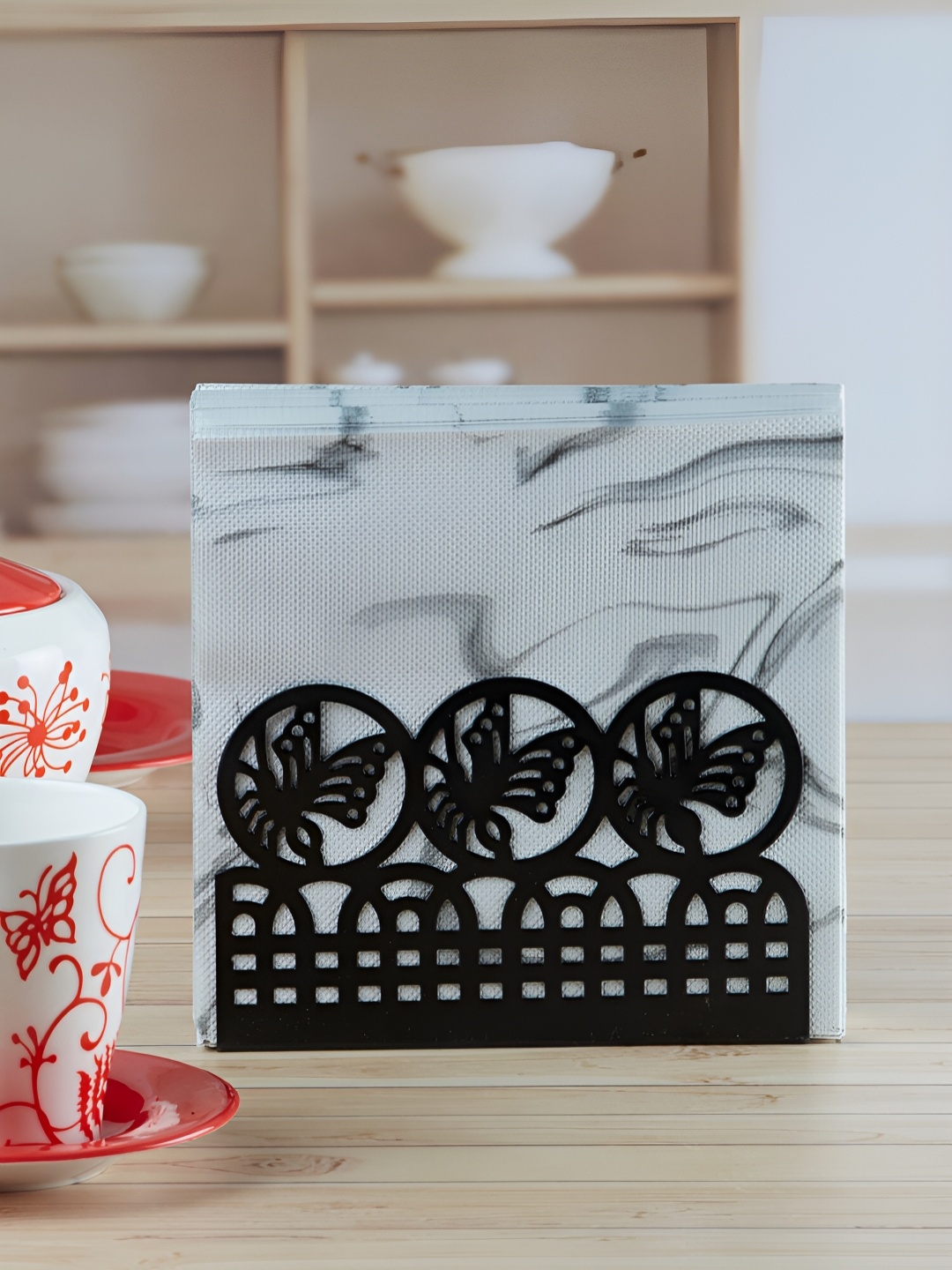 

Kookee Black Patterned Metal Tissue Paper Holder
