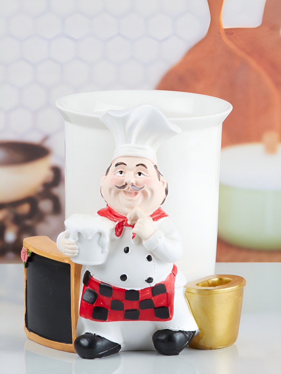 

Kookee White & Red Printed Chef Design Ceramic Cutlery Holder