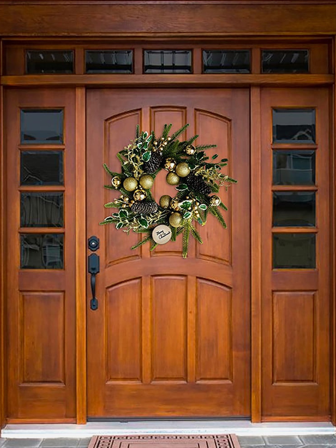 

Little Surprise Box LLP Golden & Green Artificial Wreath Christmas Decor, Gold