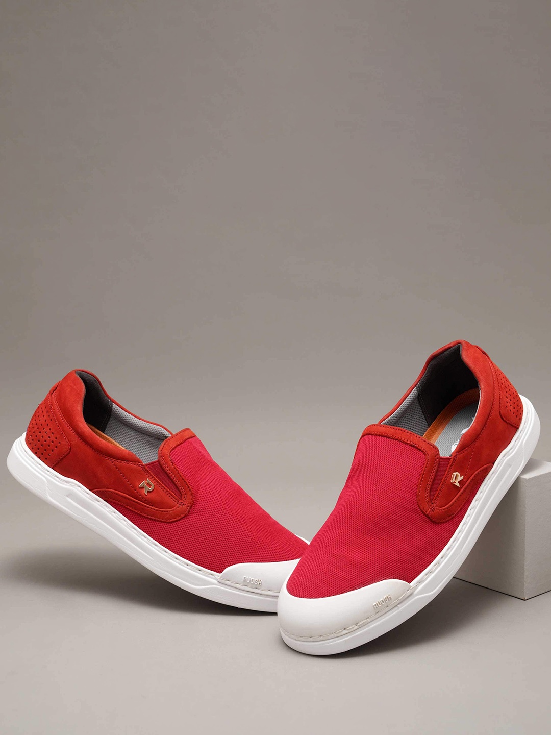 

Ruosh Men Textured Textile Comfort Insole Slip-On Sneakers, Red