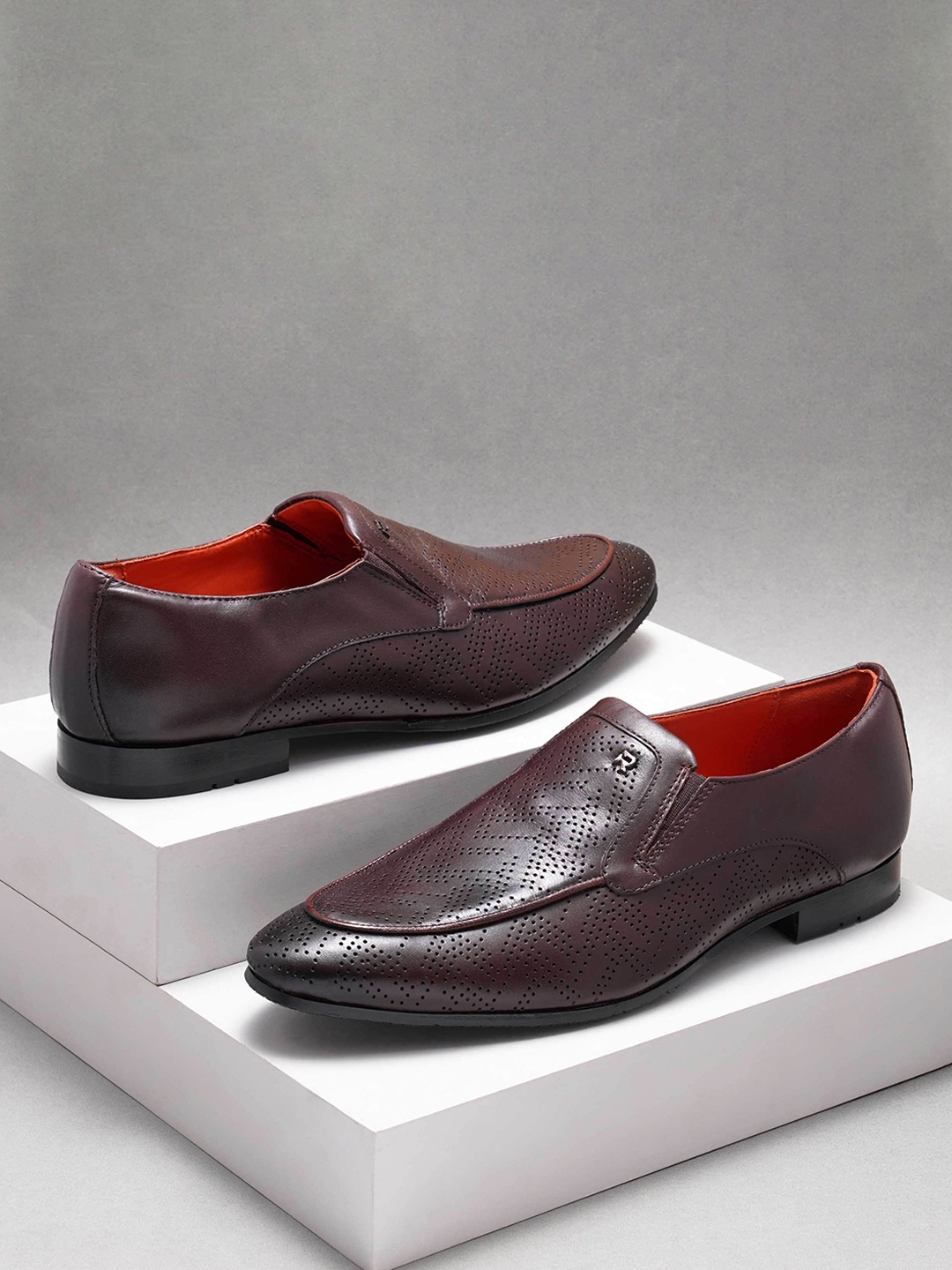 

Ruosh Men Leather Formal Slip-On Shoes, Burgundy