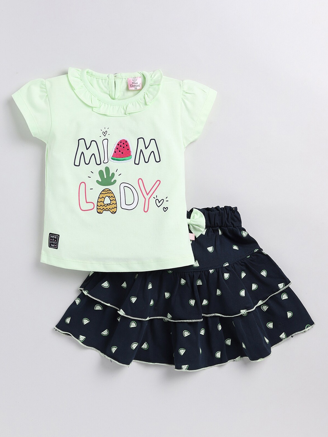 

BAESD Infants Girls Printed T-shirt With Skirt, Green