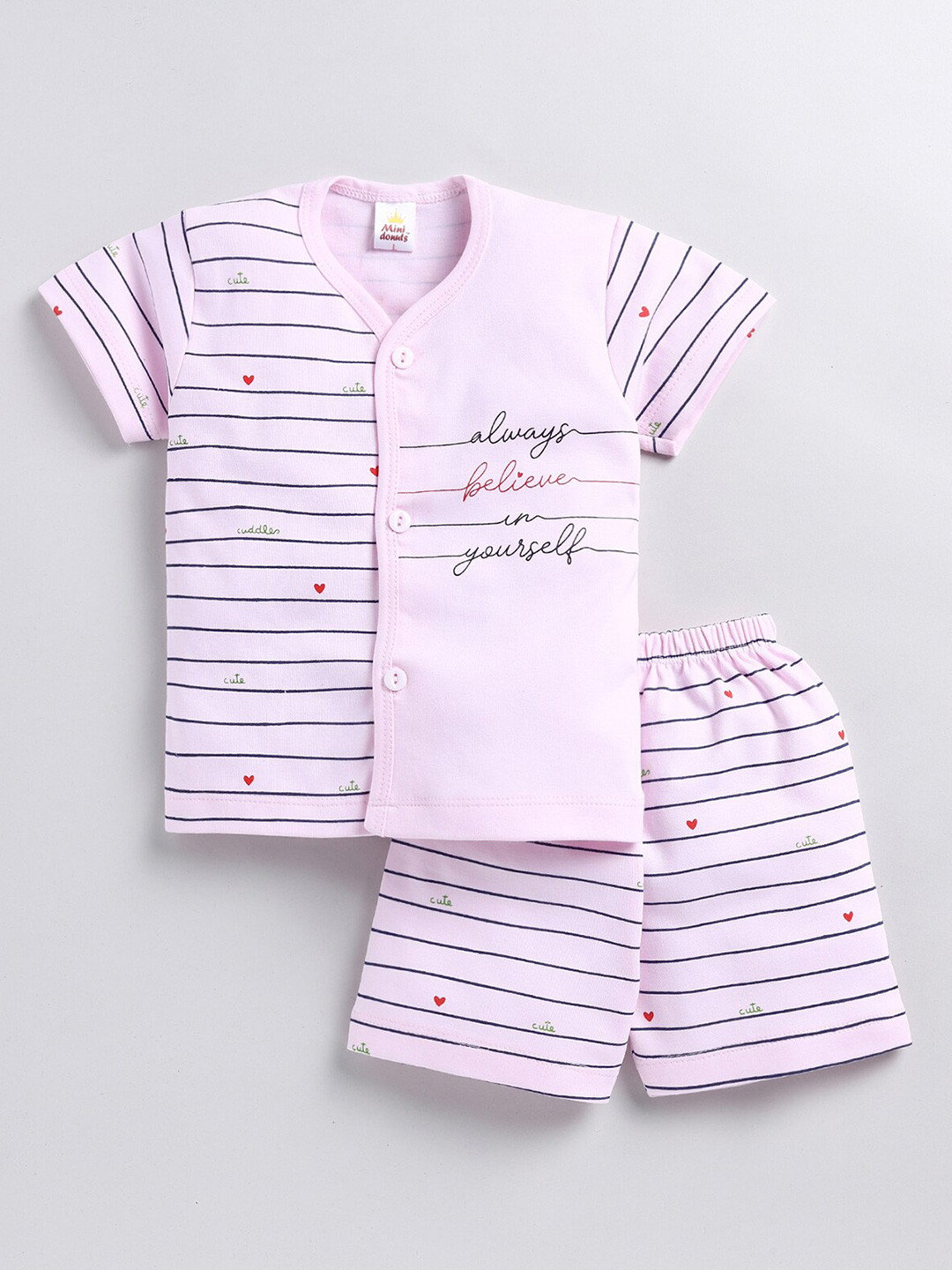 

BAESD Infants Boys Printed Shirt With Shorts, Pink