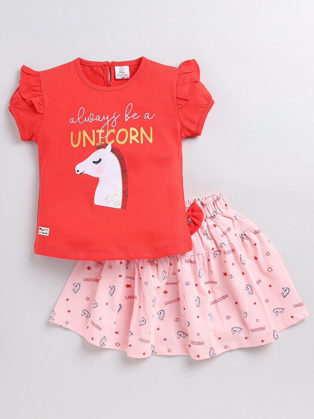 

BAESD Infant Girls Graphic Printed T-shirt with Skirt, Pink