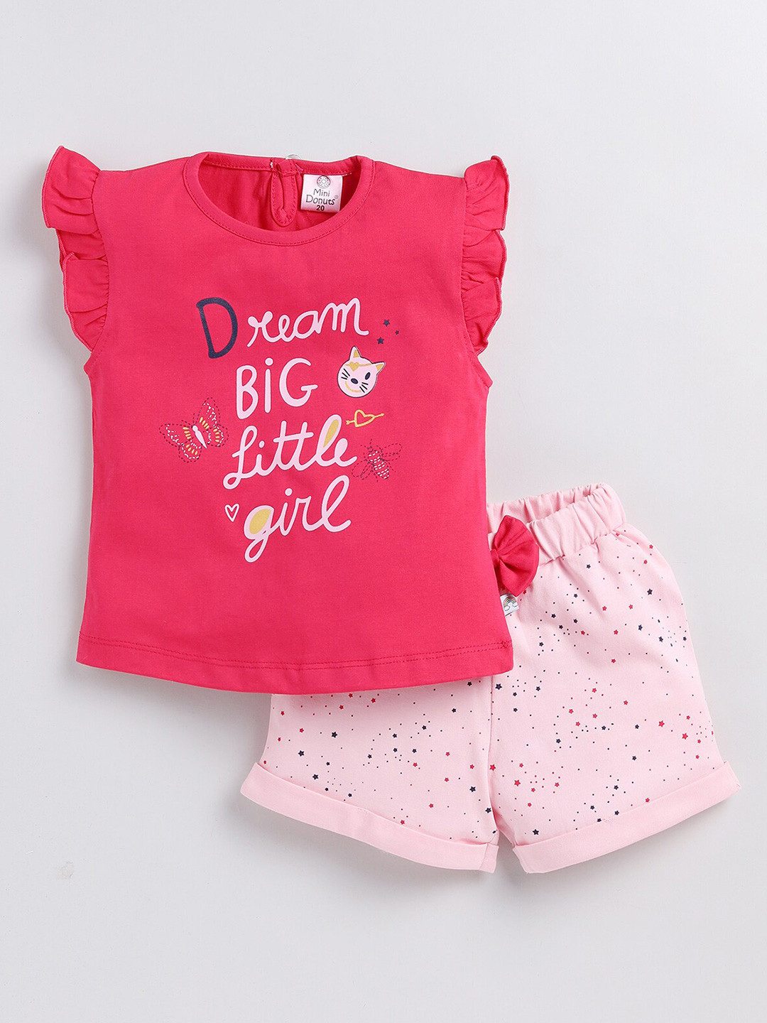 

BAESD Infant Girls Typography Printed T-shirt with Shorts, Pink