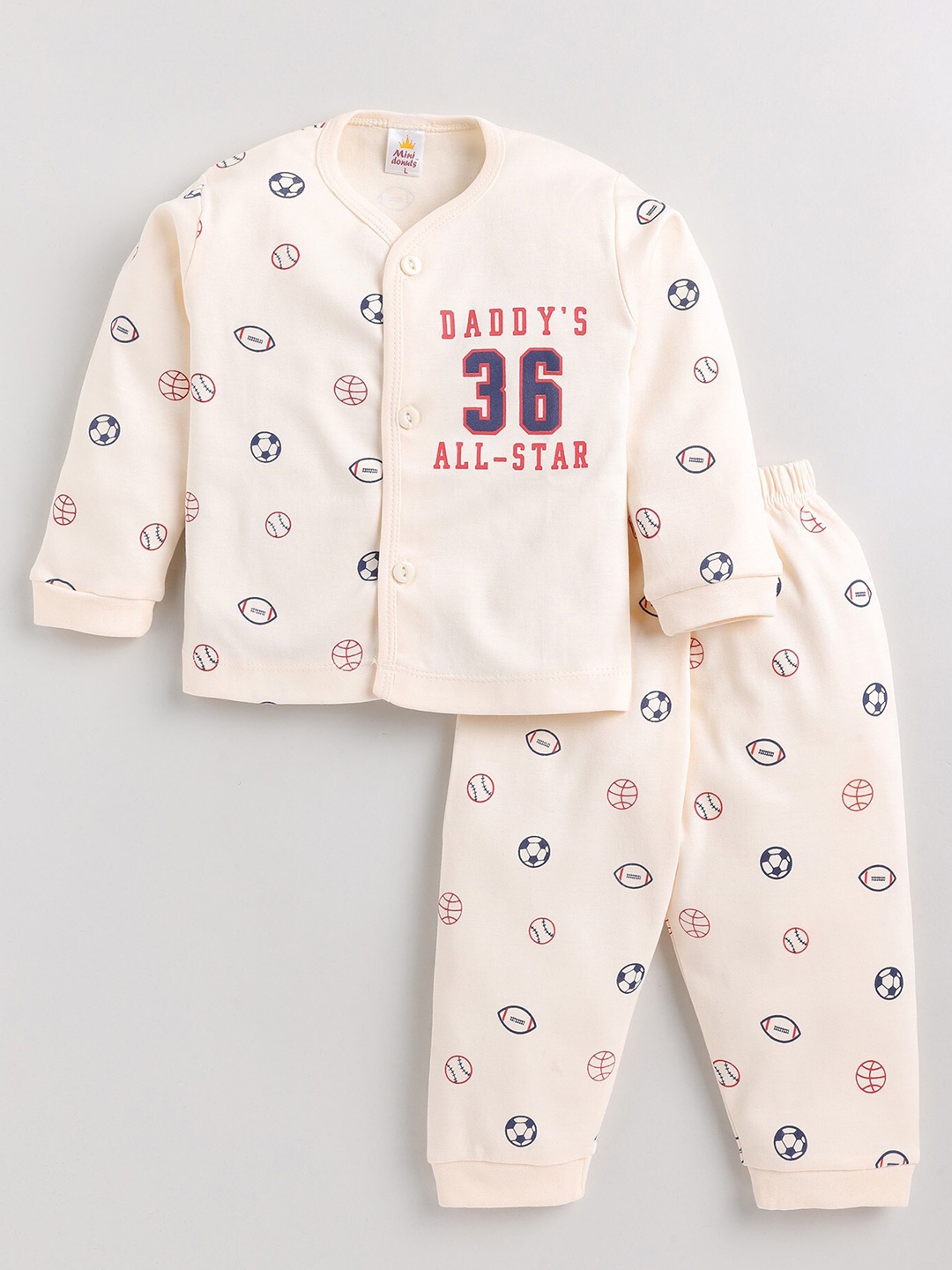 

BAESD Infant Kids Typography Printed Pure Cotton Shirt With Trouser, Beige