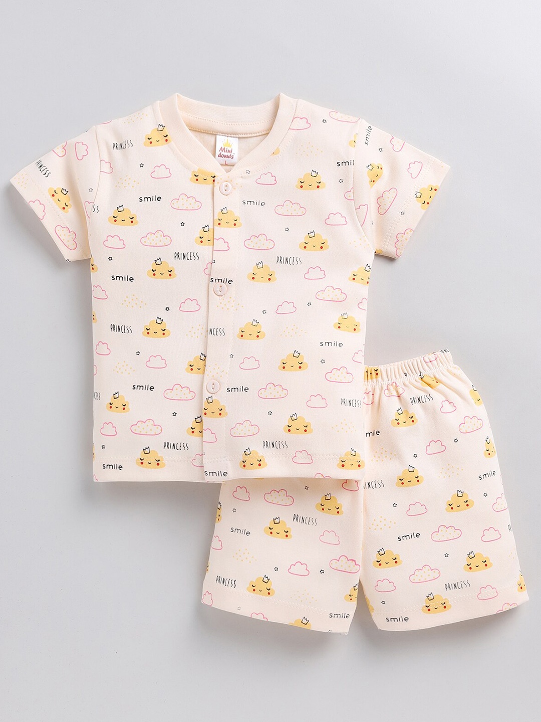 

BAESD Infant Boys Conversational Printed Shirt With Shorts, Peach