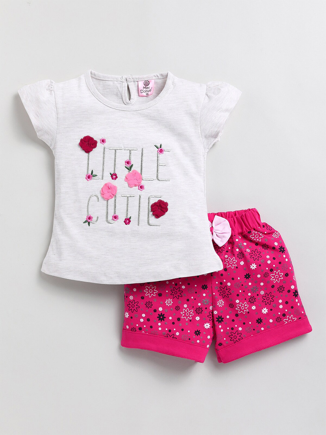 

BAESD Girls Grey Printed Top With Shorts