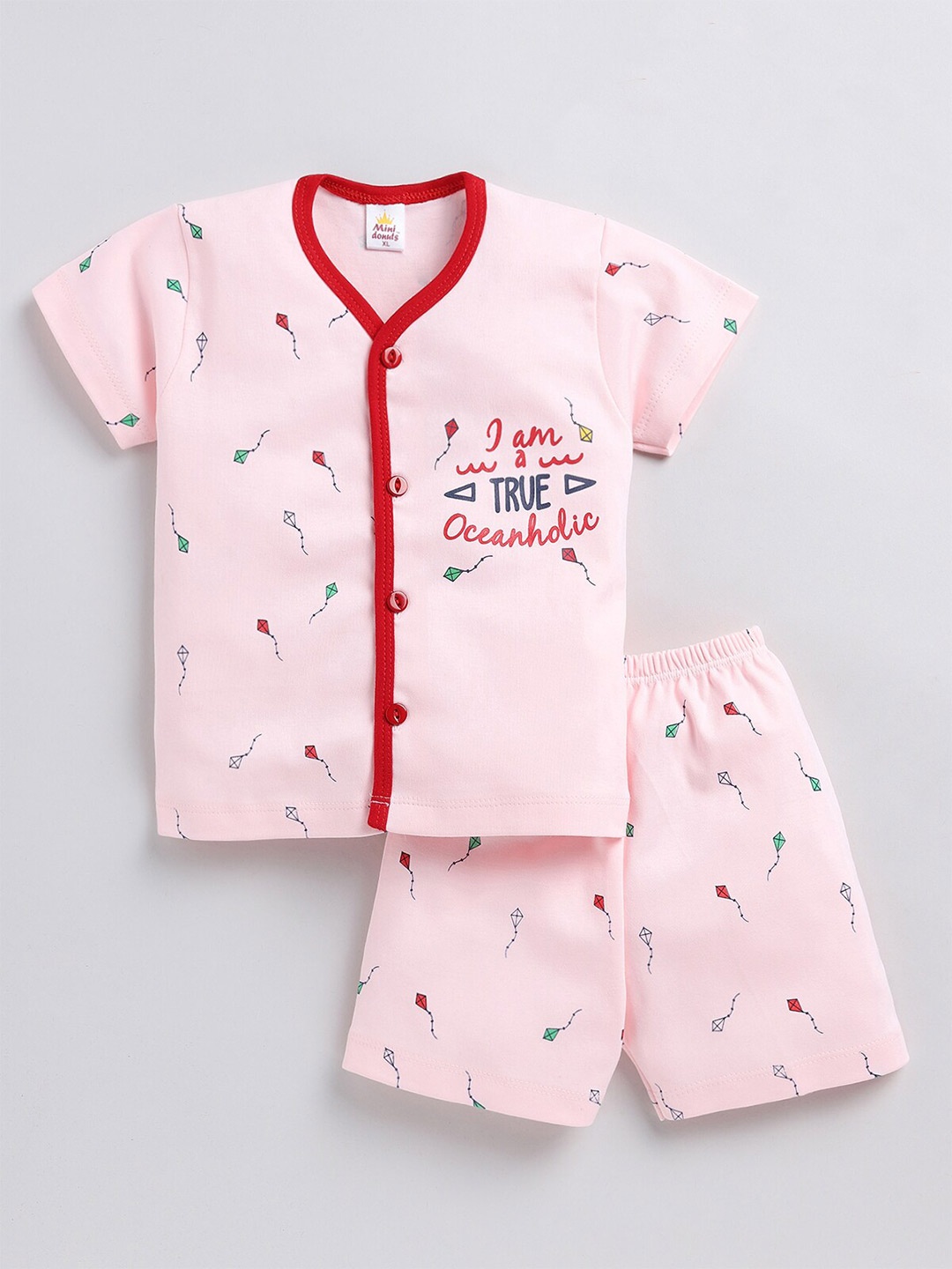 

BAESD Boys Orange Printed T-shirt with Shorts, Pink