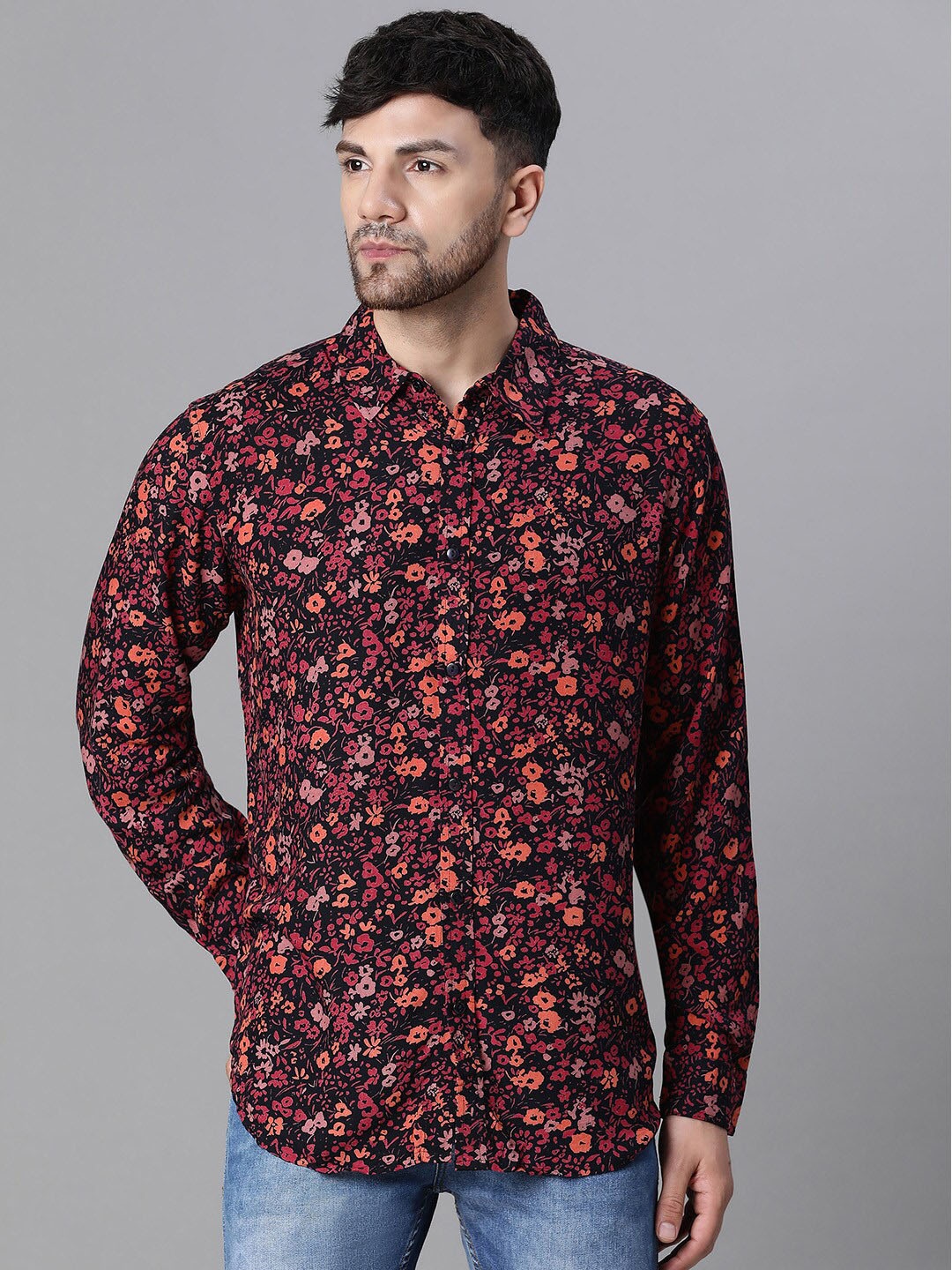 

Oxolloxo Relaxed Floral Printed Casual Shirt, Violet