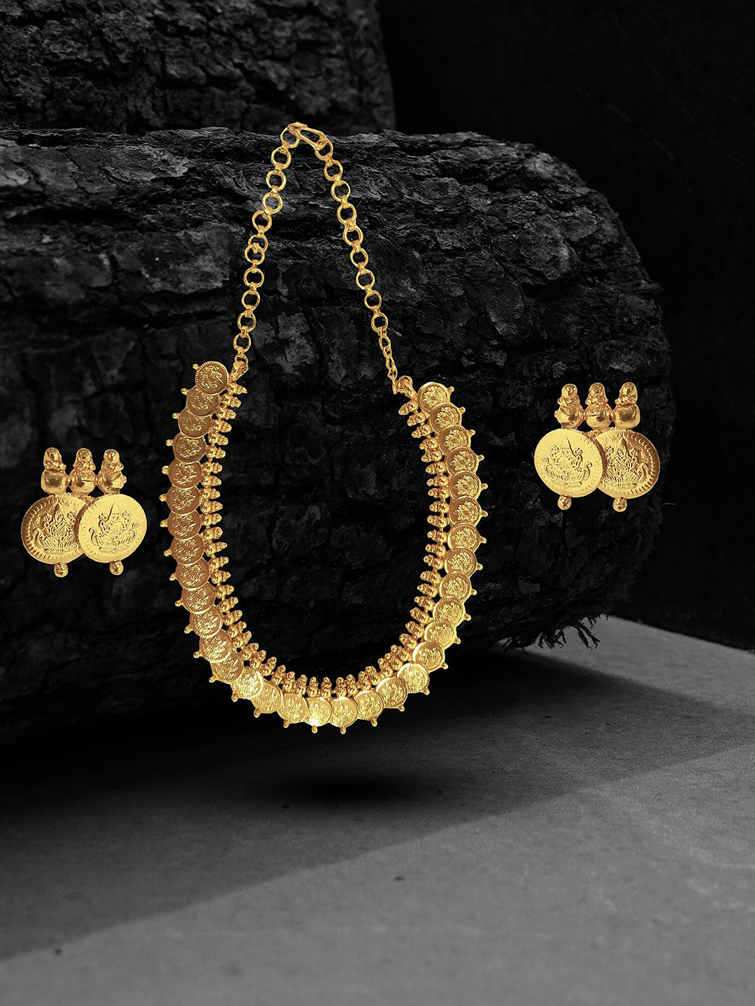 

Adwitiya Collection Gold Plated Maa Lakshmi Coin Jewellery Set