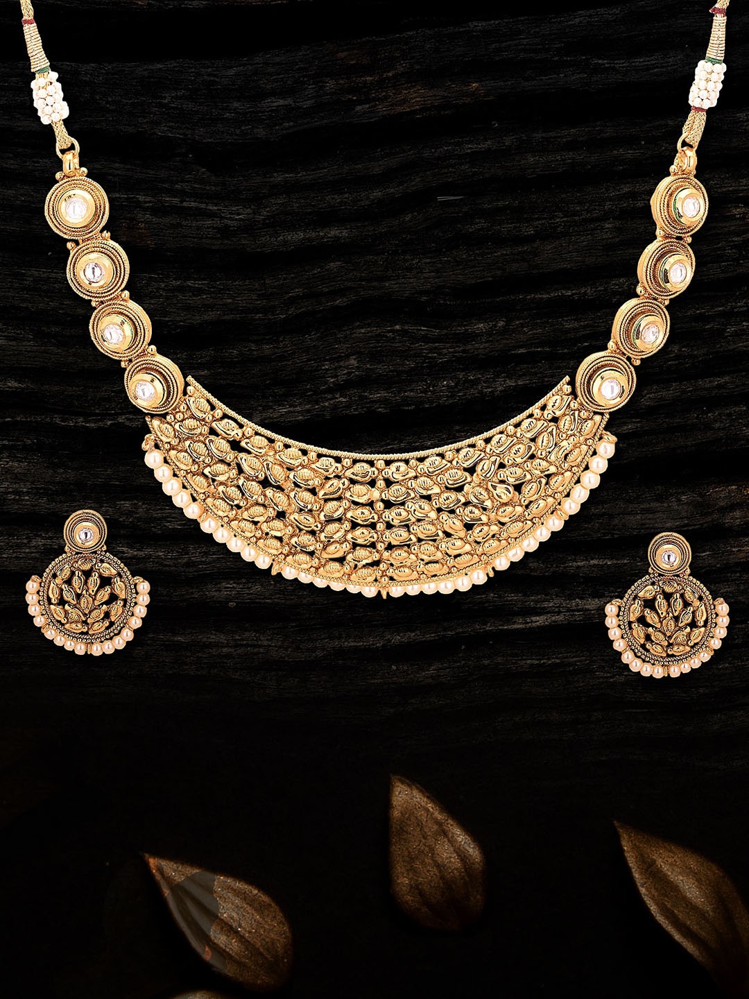 

Adwitiya Collection Gold Plated & Kundan Studded Jewellery Set